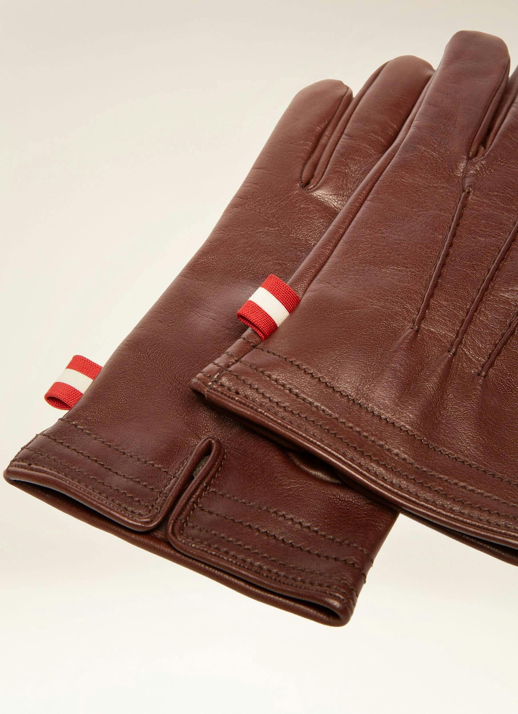 Leather Gloves In Brown - Men's - Bally - 02