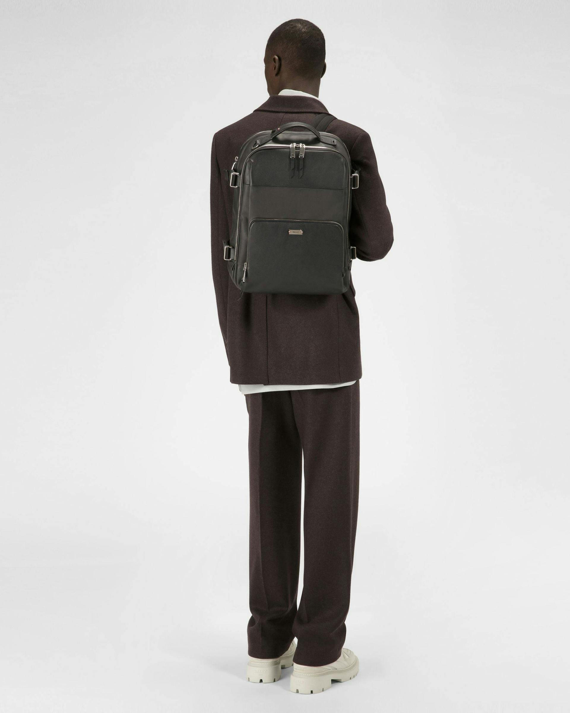 Veltan Cotton Mix & Leather Backpack In Black - Men's - Bally - 02