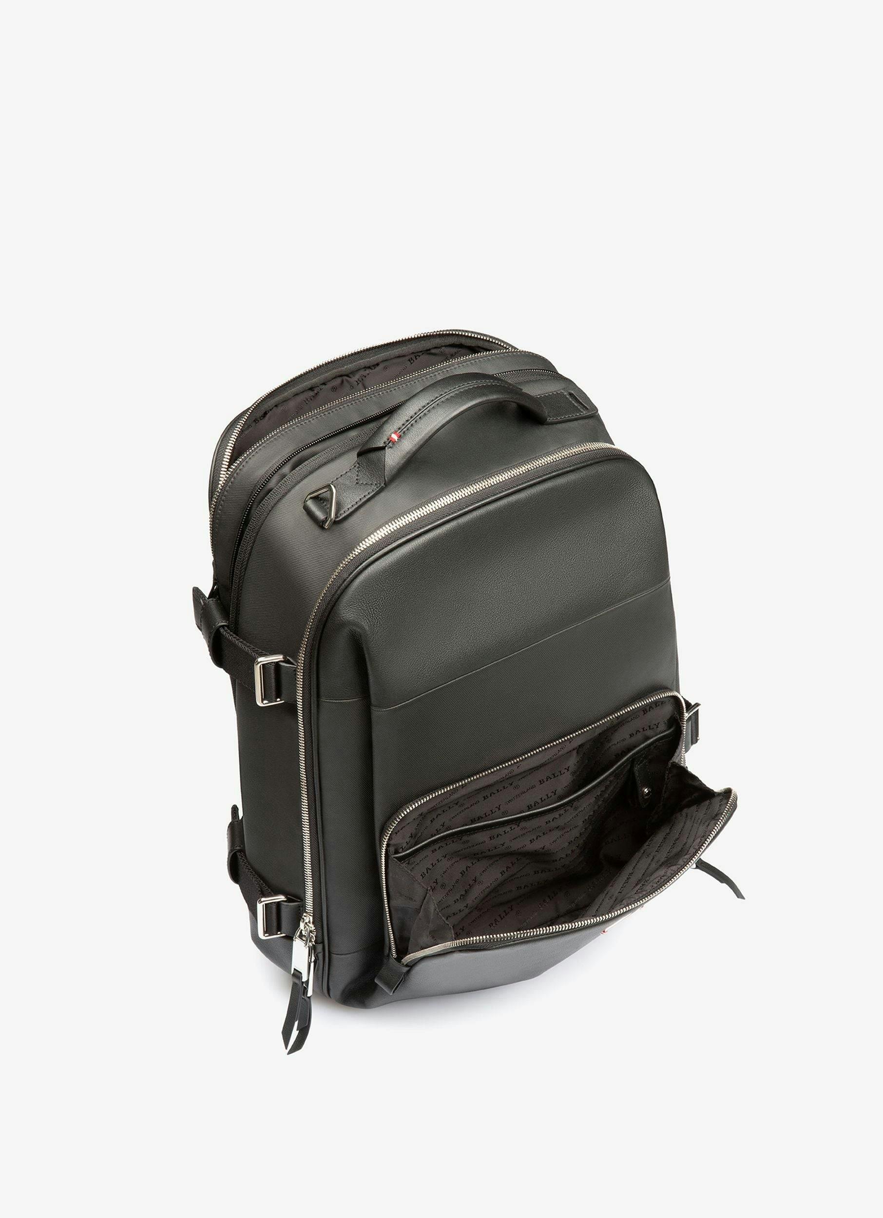 Veltan Cotton Mix & Leather Backpack In Black - Men's - Bally - 04