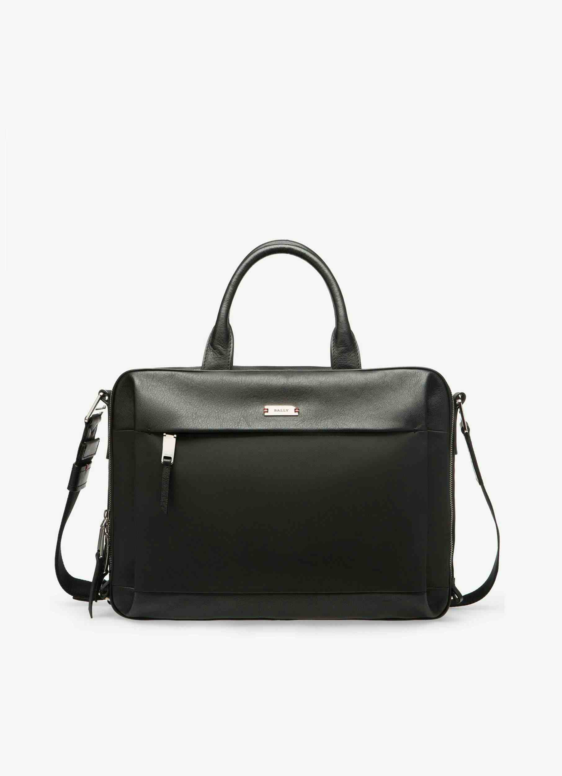 Vaud Cotton Mix & Leather Business Bag In Black - Men's - Bally