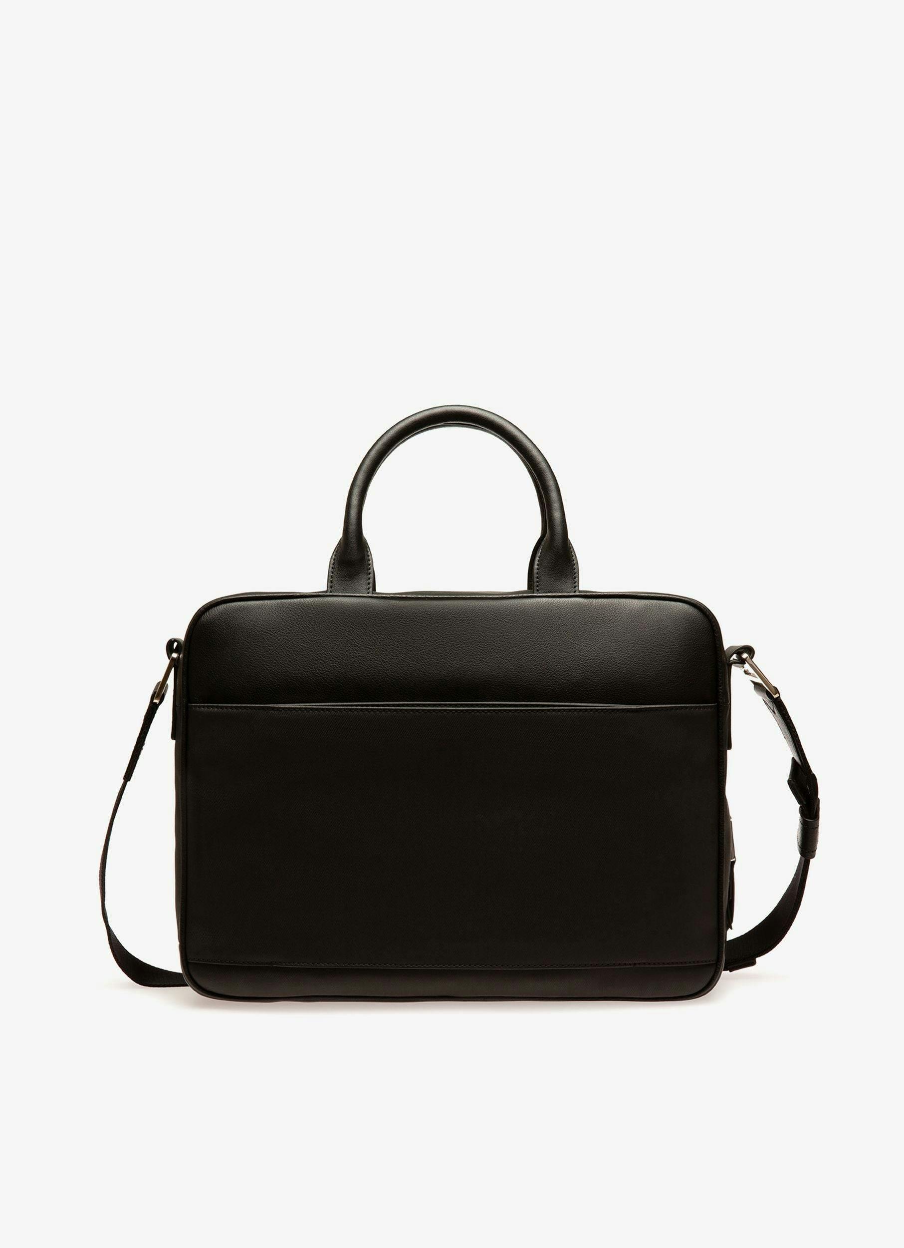Vaud Cotton Mix & Leather Business Bag In Black - Men's - Bally - 03