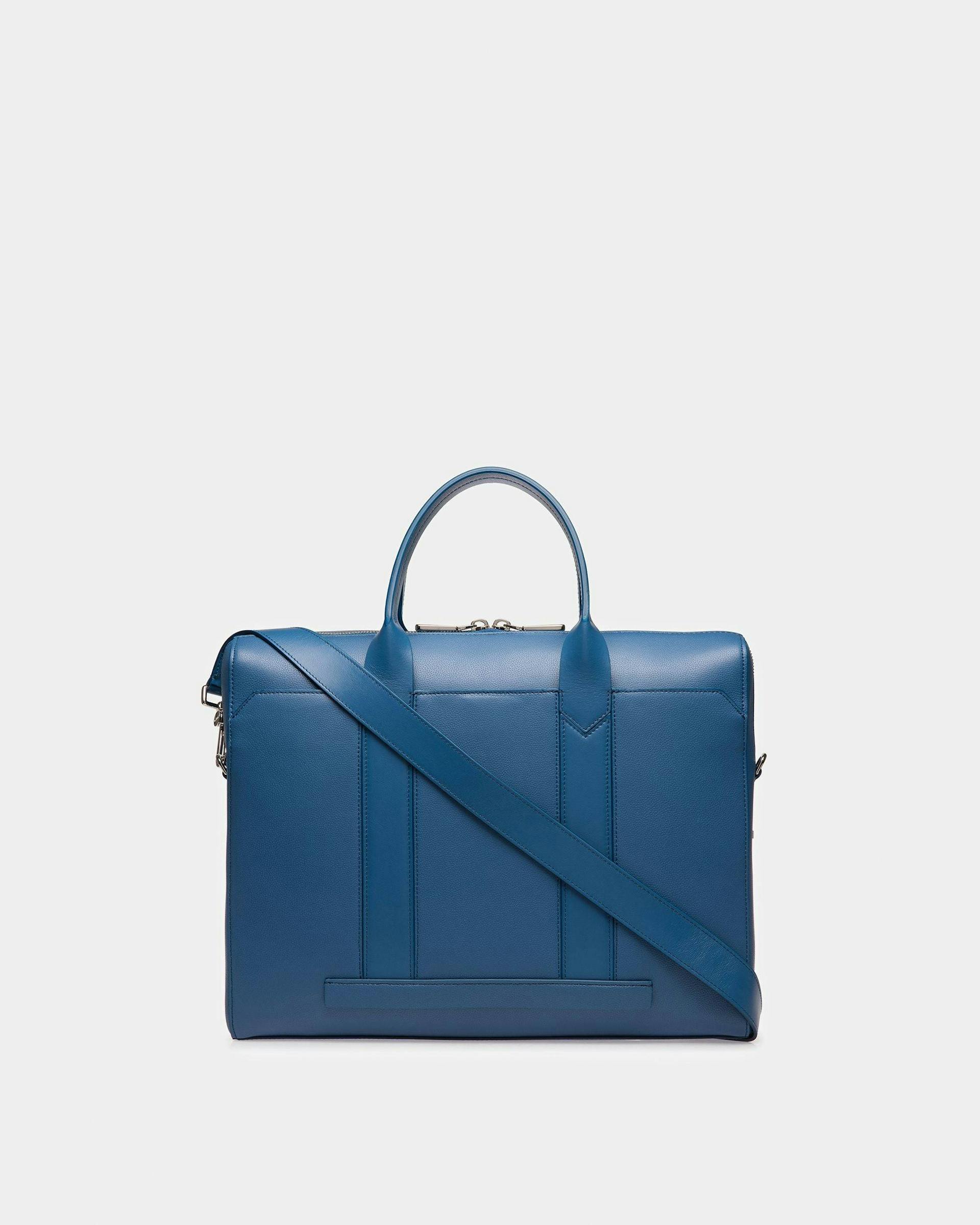 Elter Leather Business Bag In Blue Neon - Men's - Bally - 02