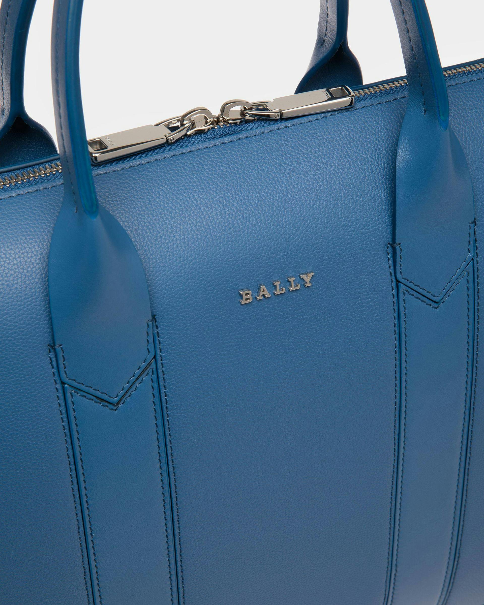 Elter Leather Business Bag In Blue Neon - Men's - Bally - 03