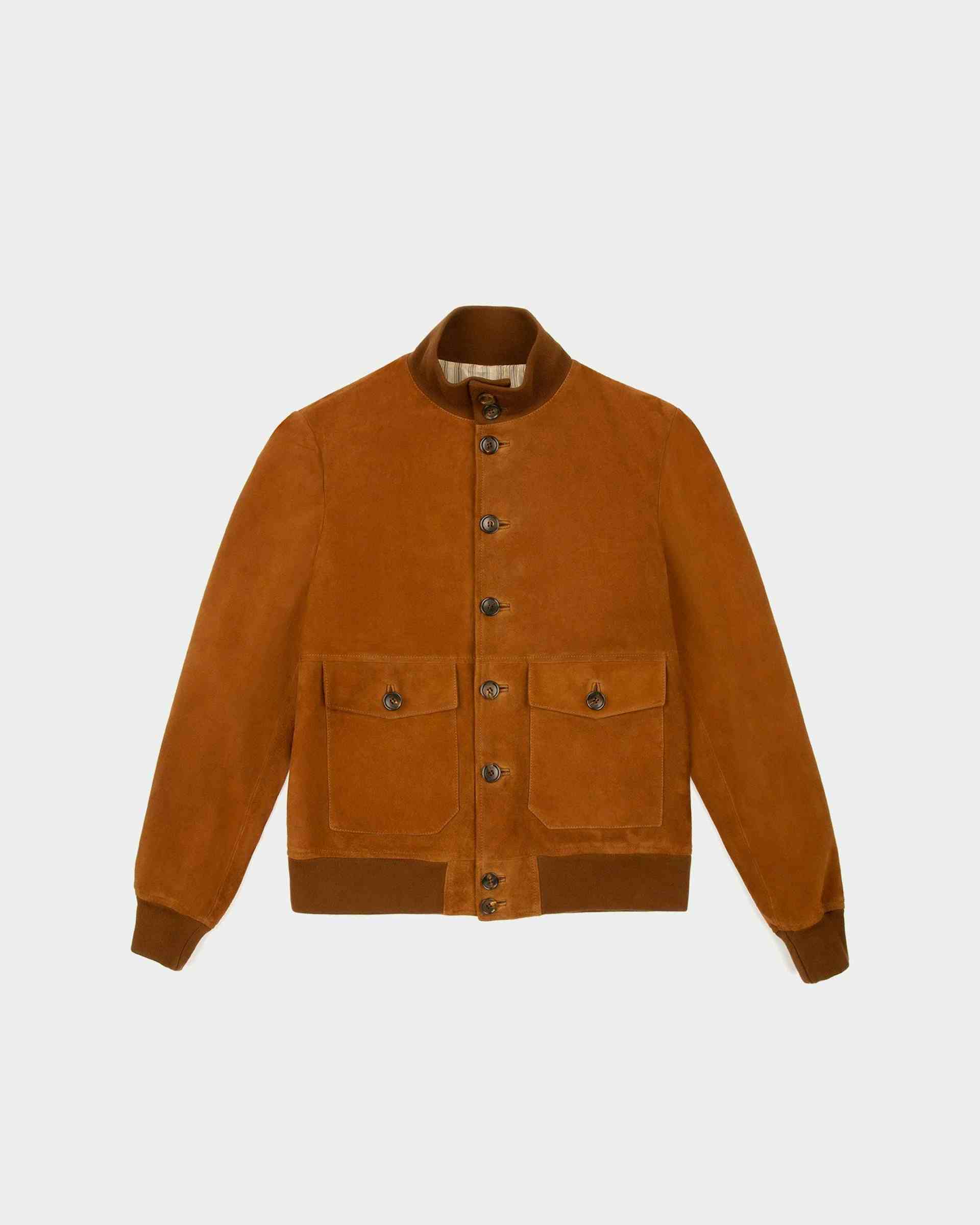 Suede Leather Bomber Jacket  In Brown - Men's - Bally