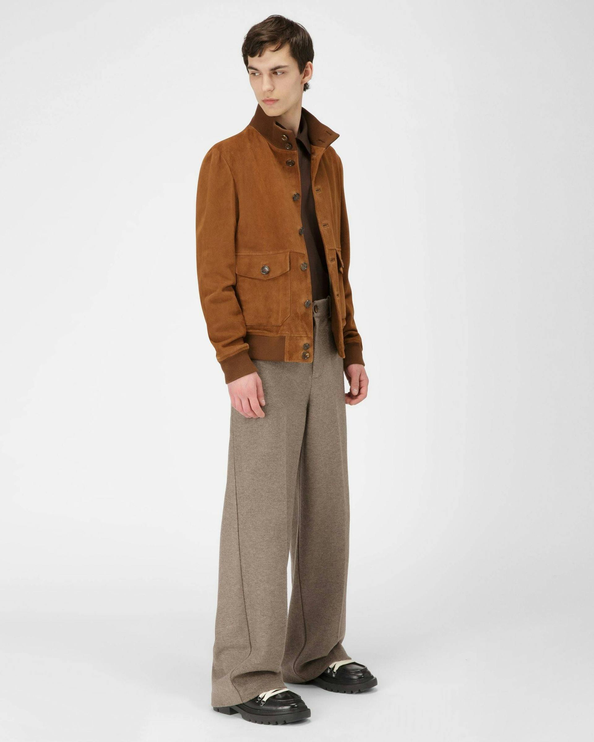 Suede Leather Bomber Jacket  In Brown - Men's - Bally - 02