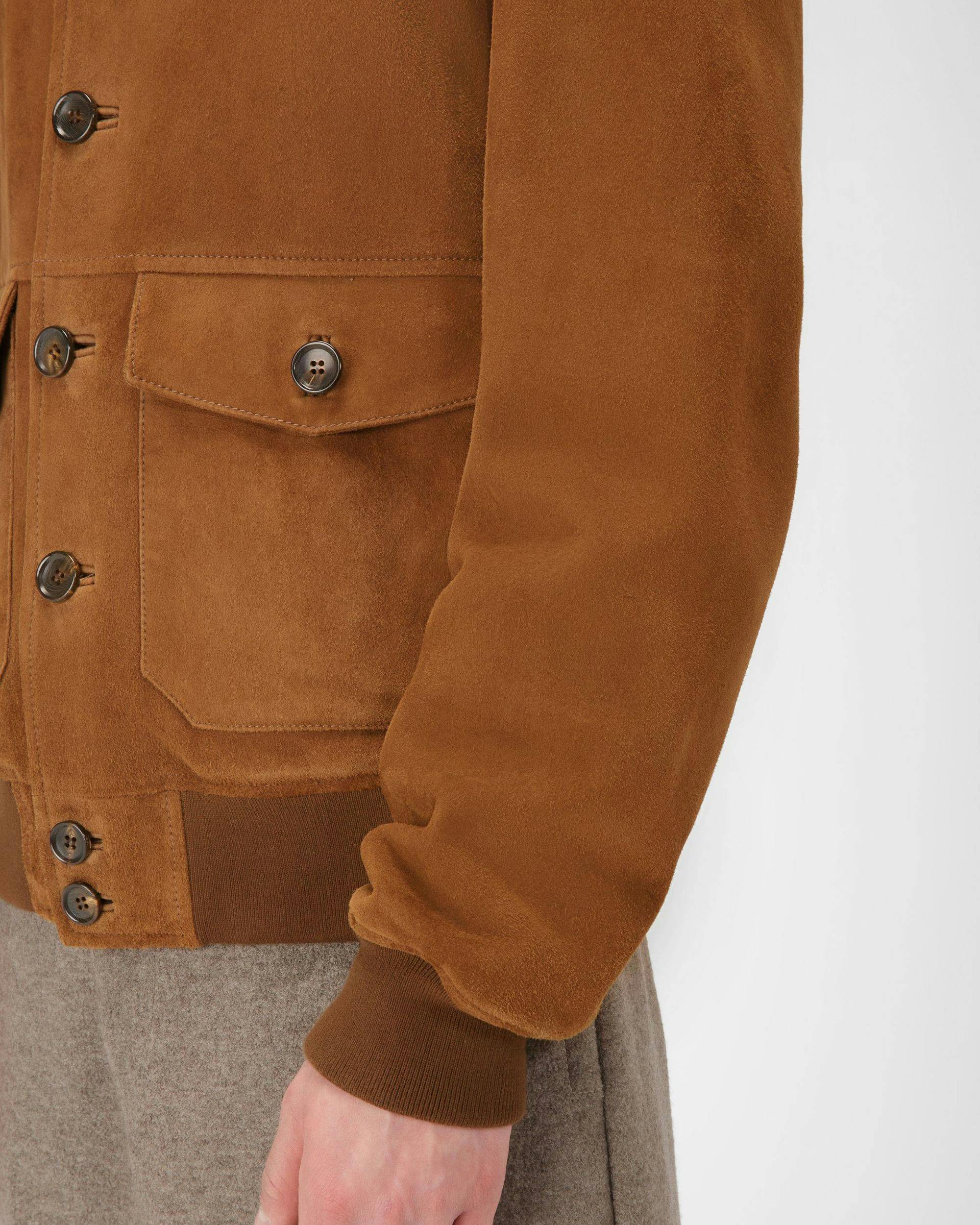 Suede Leather Bomber Jacket  In Brown - Men's - Bally - 04