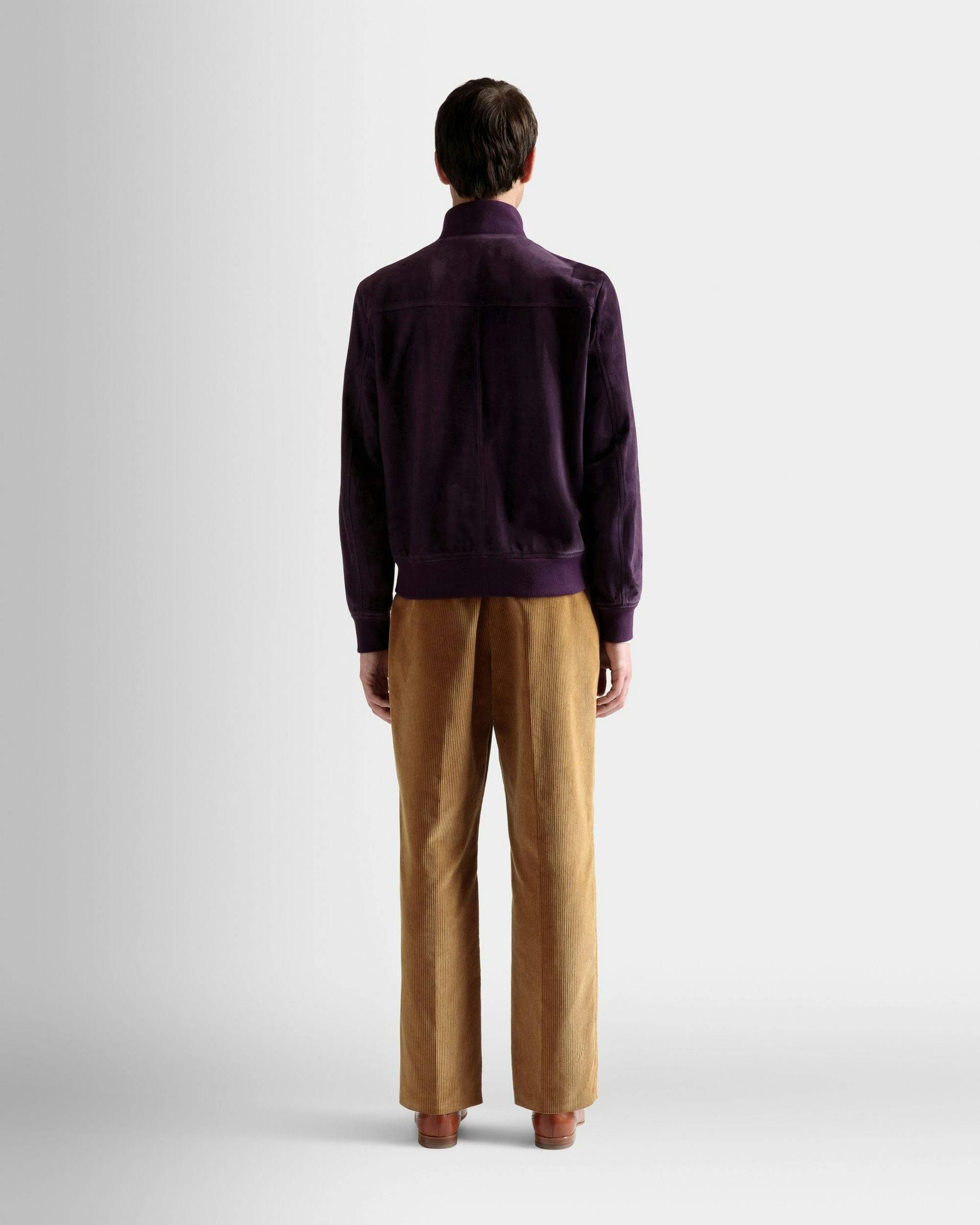 High Neck Bomber Jacket In Orchid Suede - Men's - Bally - 06