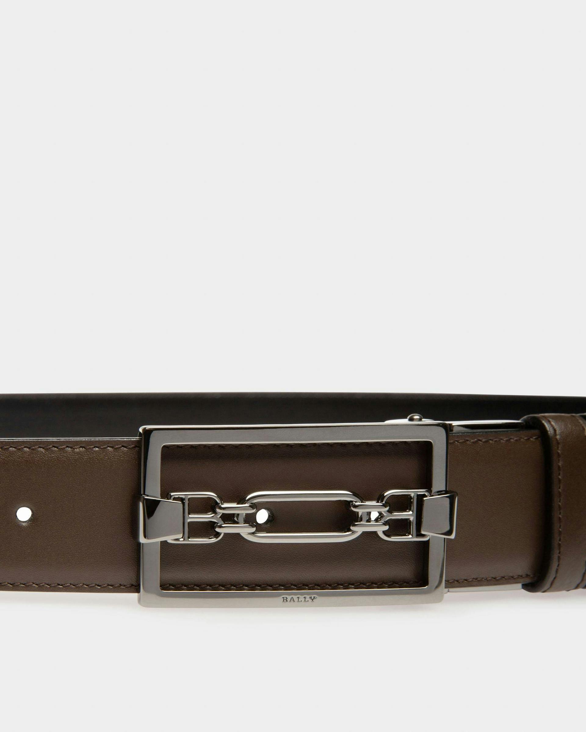 Draper Leather 35Mm Belt In Ebony Brown & Black - Men's - Bally - 03