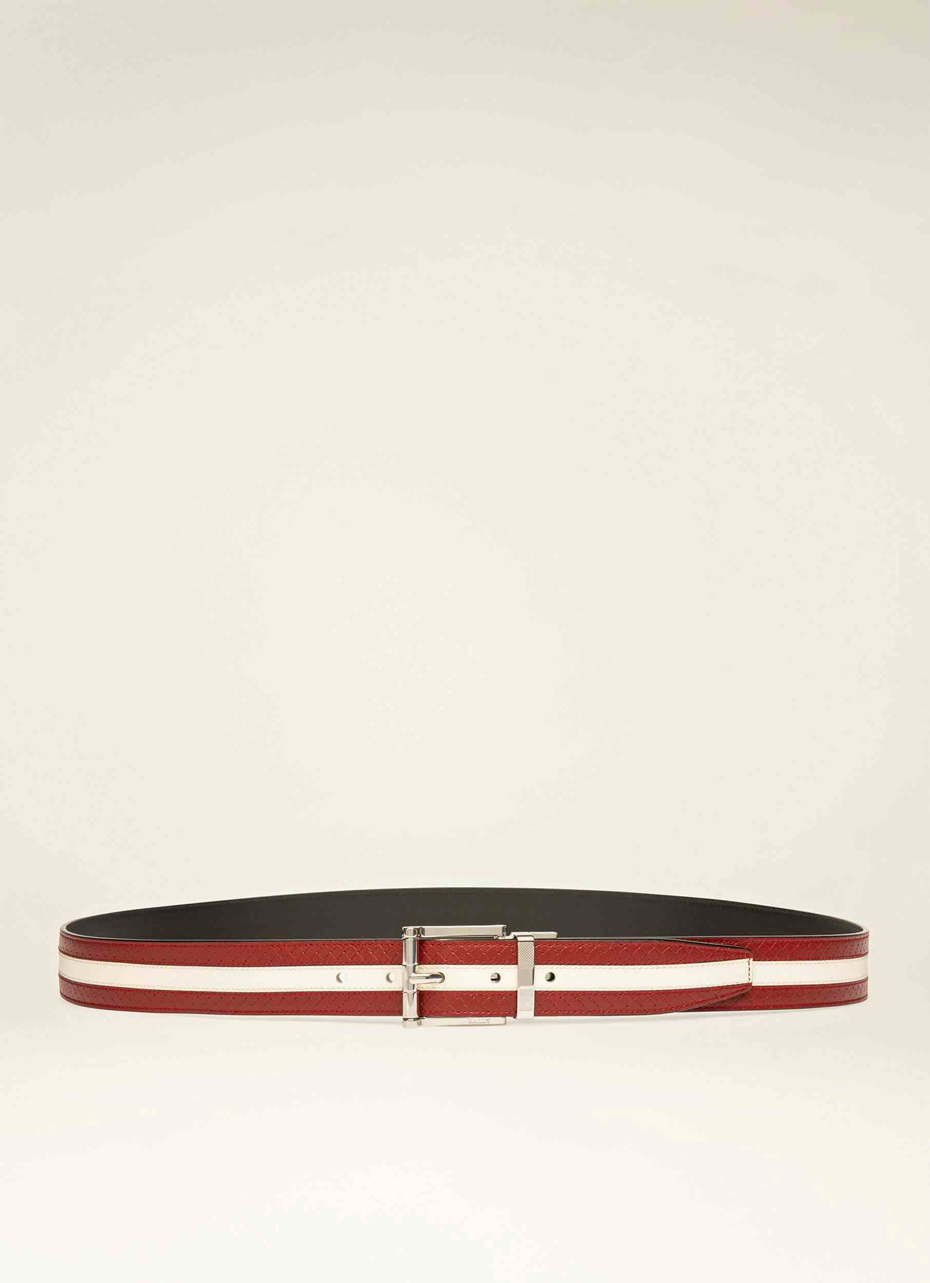 CASUAL Leather 35Mm Belt In Bally Red & Black - Men's - Bally