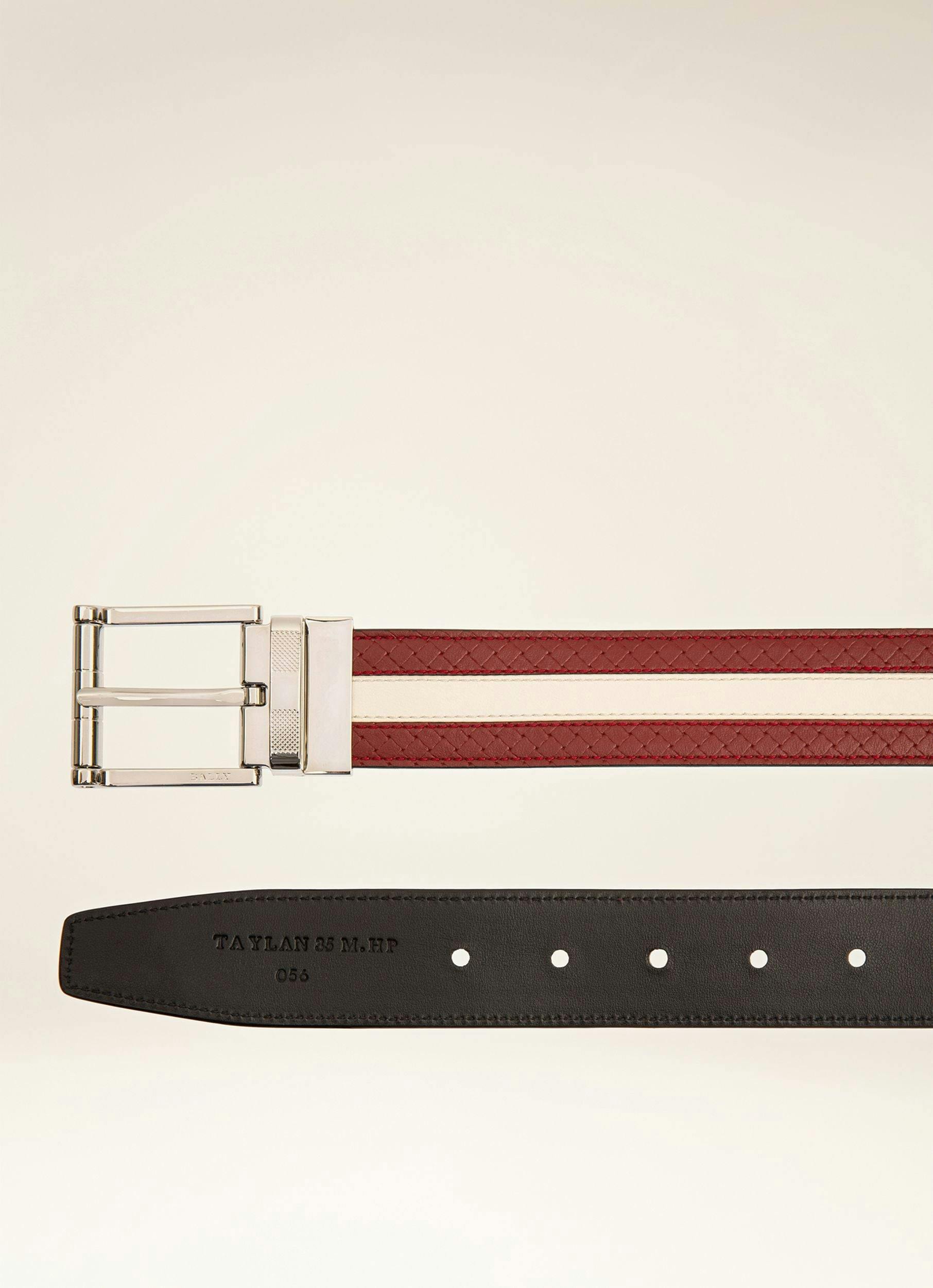CASUAL Leather 35Mm Belt In Bally Red & Black - Men's - Bally - 03