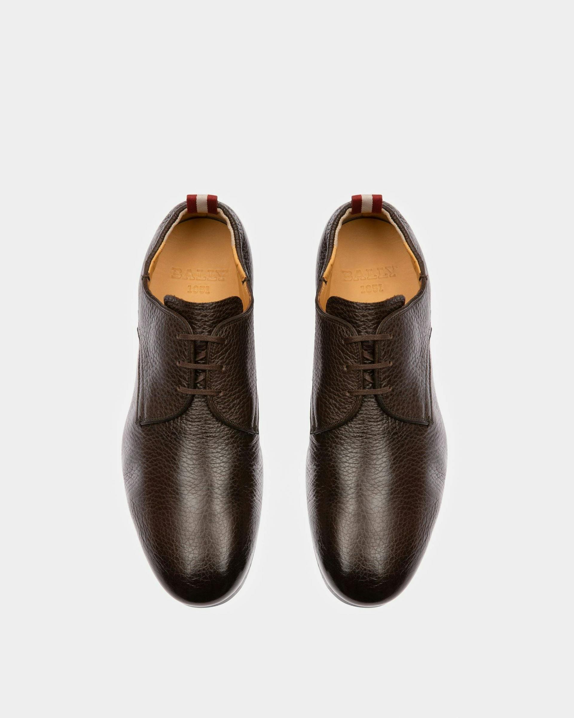 Plizard Leather Derby Shoes In Brown - Men's - Bally - 02