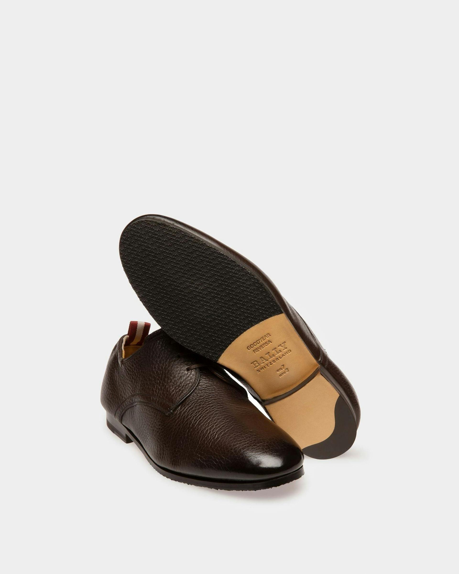 Plizard Leather Derby Shoes In Brown - Men's - Bally - 04