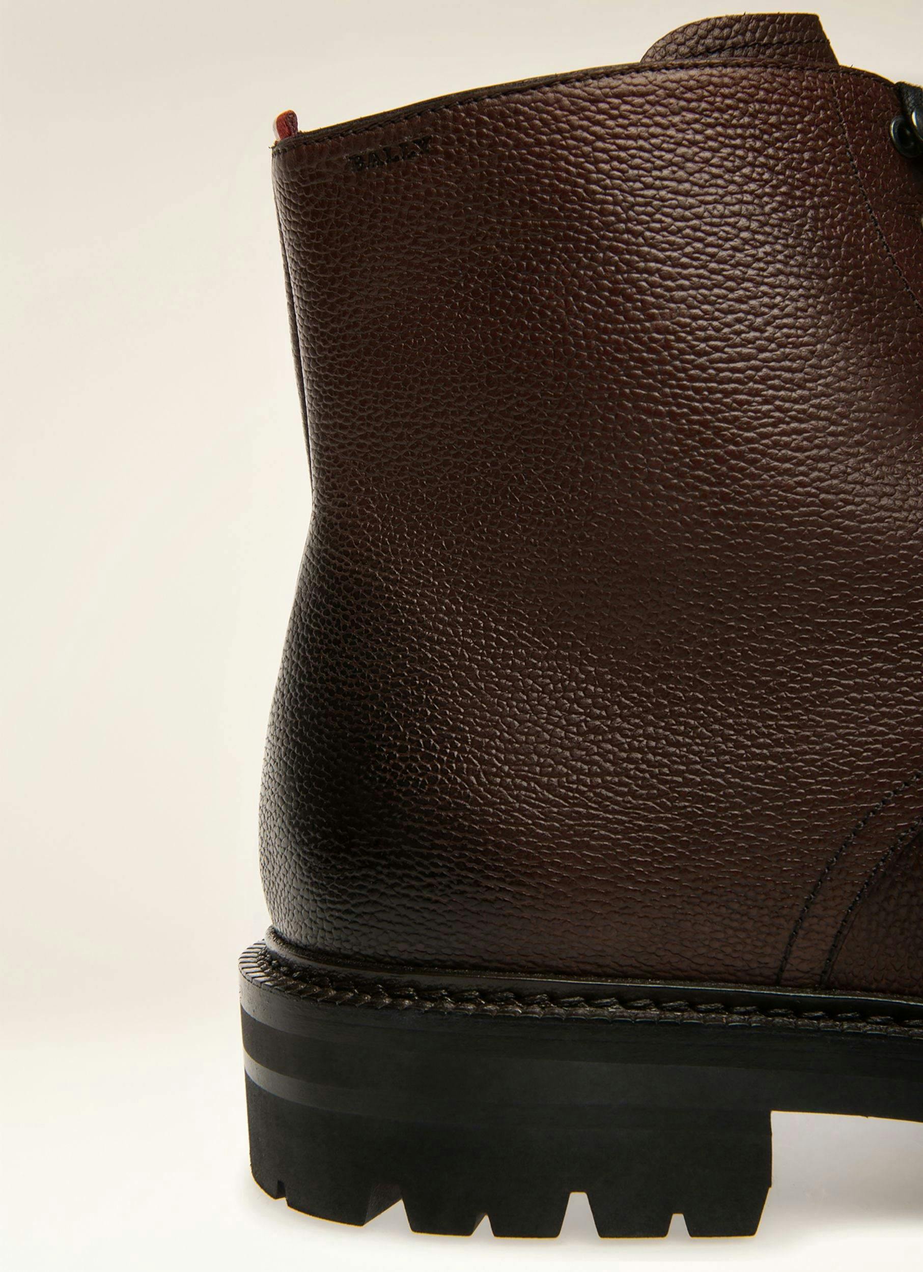 KRIENS Leather Boots In Ebony Brown - Men's - Bally - 02