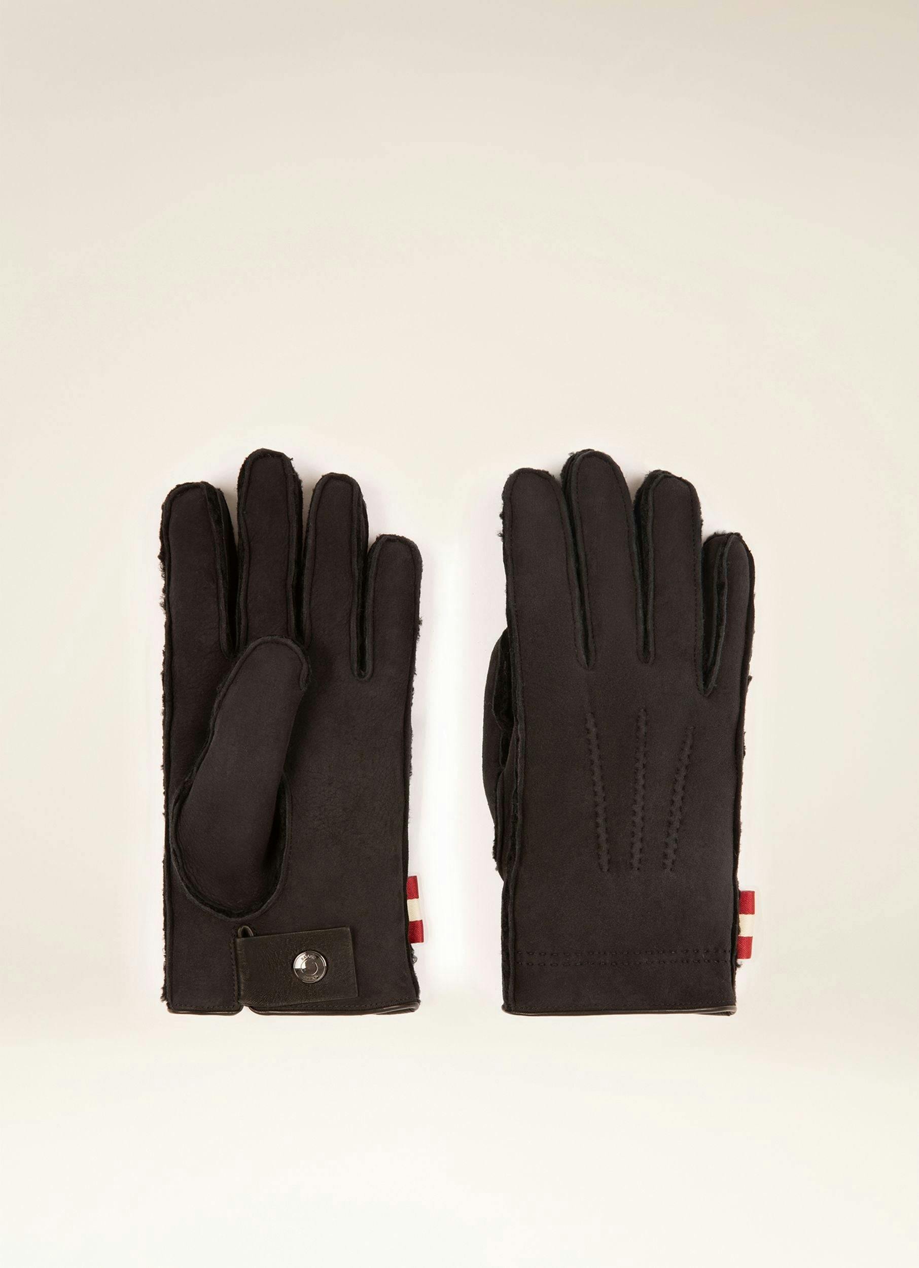 Leather Gloves In Black - Men's - Bally - 01