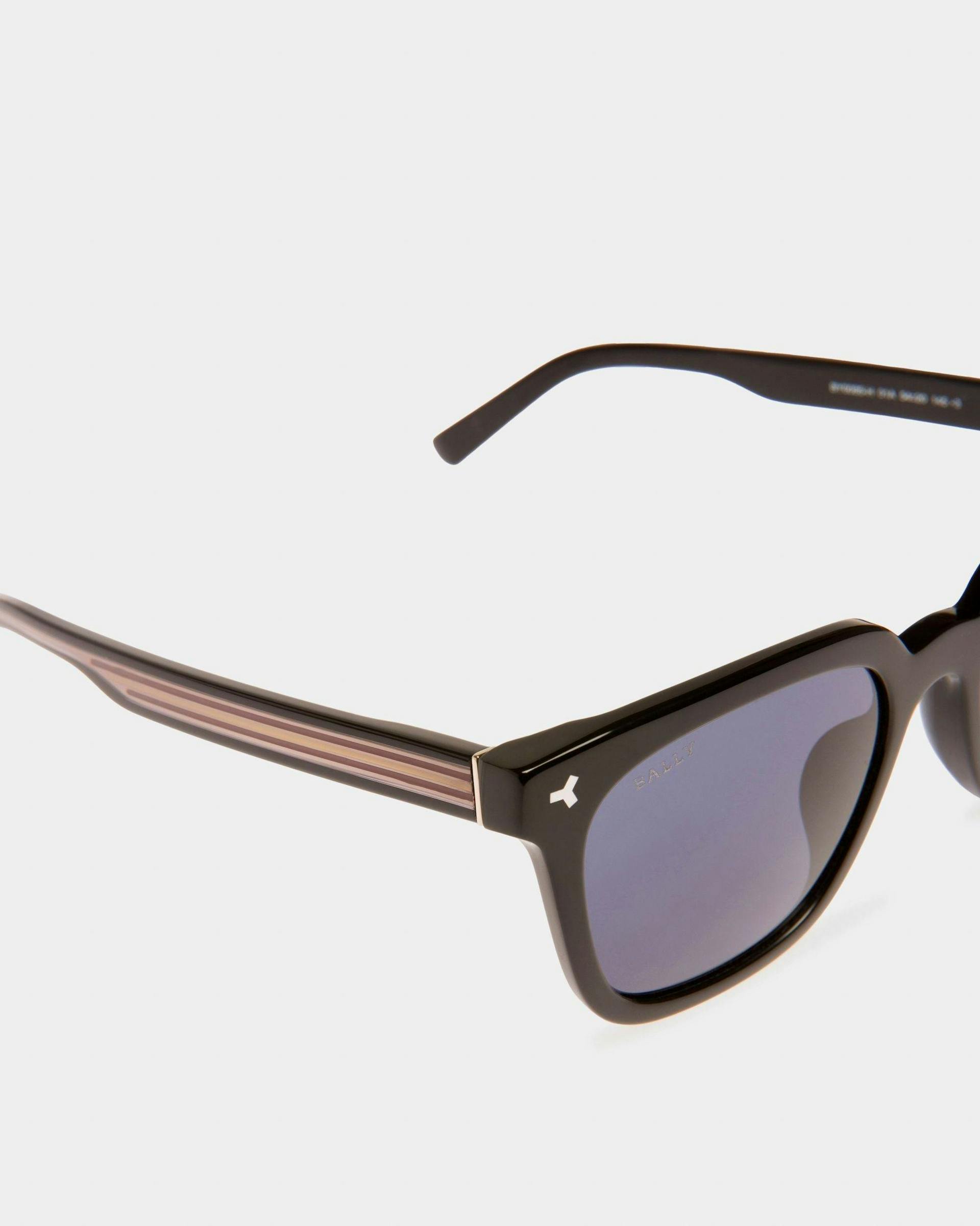 Eben Acetate Sunglasses In Shiny Black & Smoke Blue Lens - Men's - Bally - 02