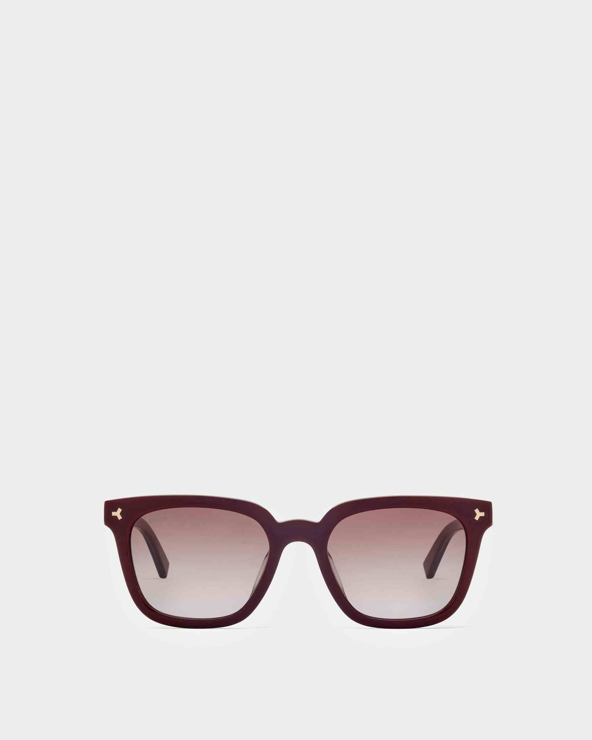 Eben Acetate Sunglasses In Shiny Bordeaux & Gradient Red Lens - Men's - Bally