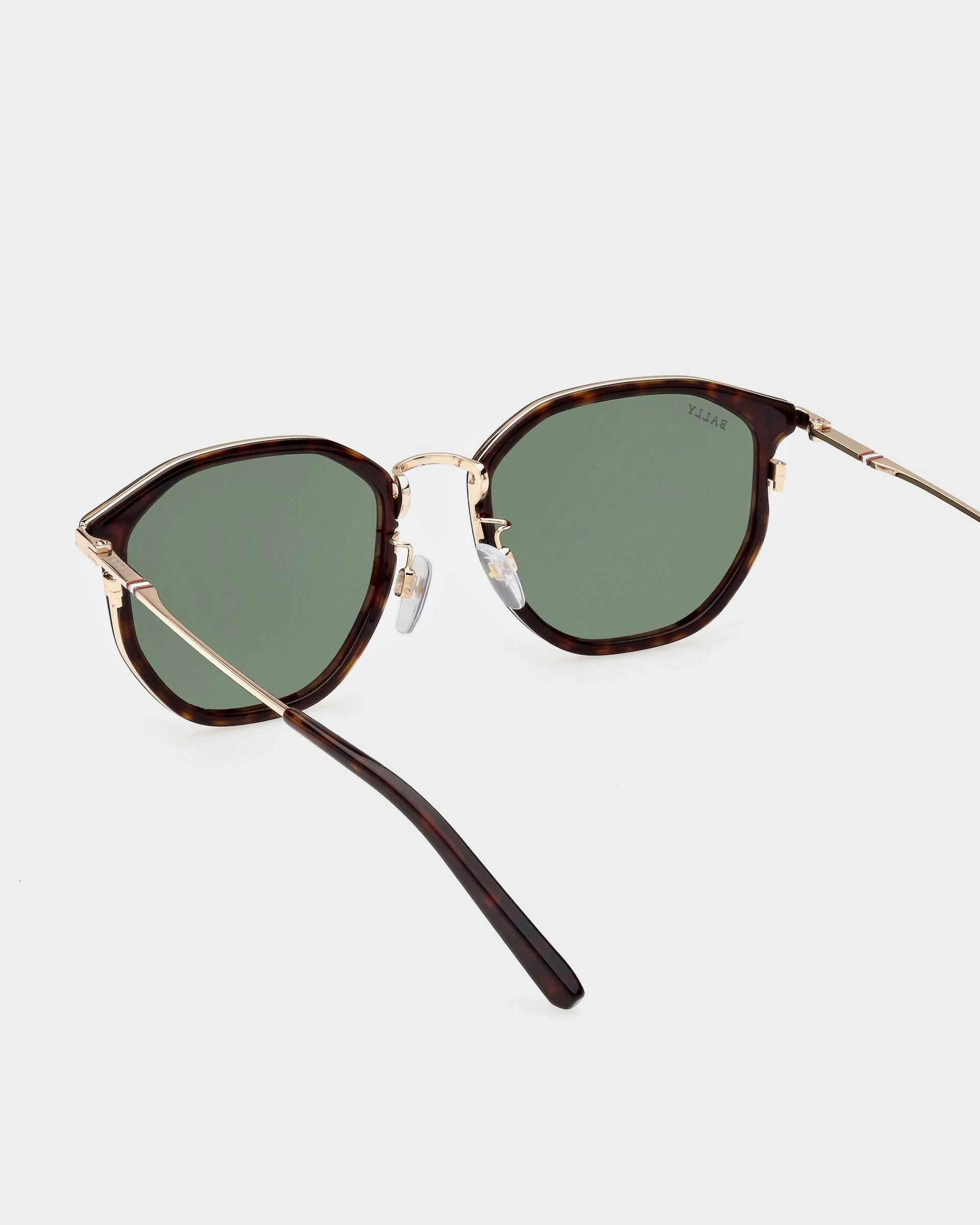 Languard Metal & Acetate Sunglasses In Havana Brown & Green Lenses - Men's - Bally - 02