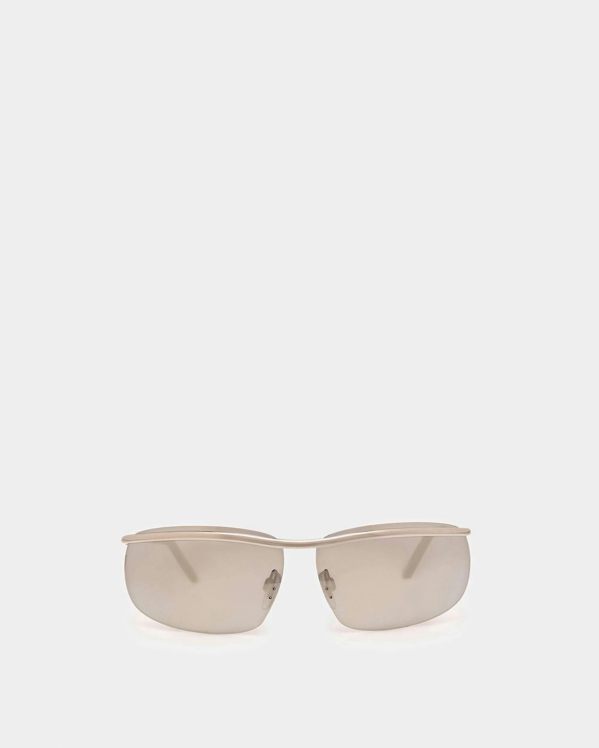 Shark Rimless Sunglasses In Shiny Palladium Metal & Mirrored Silver - OTHER - Bally - 01