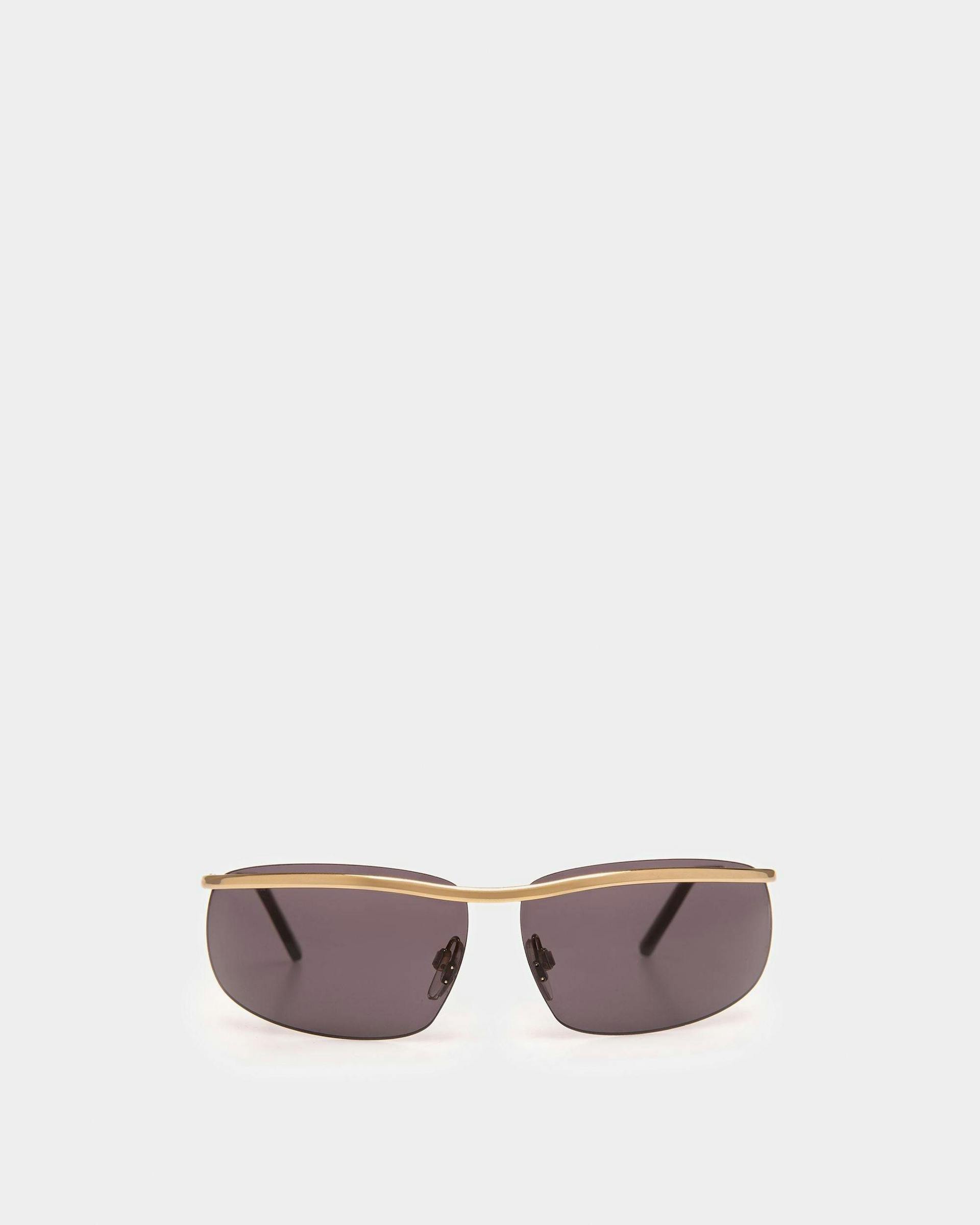 Shark Rimless Sunglasses In Shiny Gold Metal & Smoke - OTHER - Bally - 01