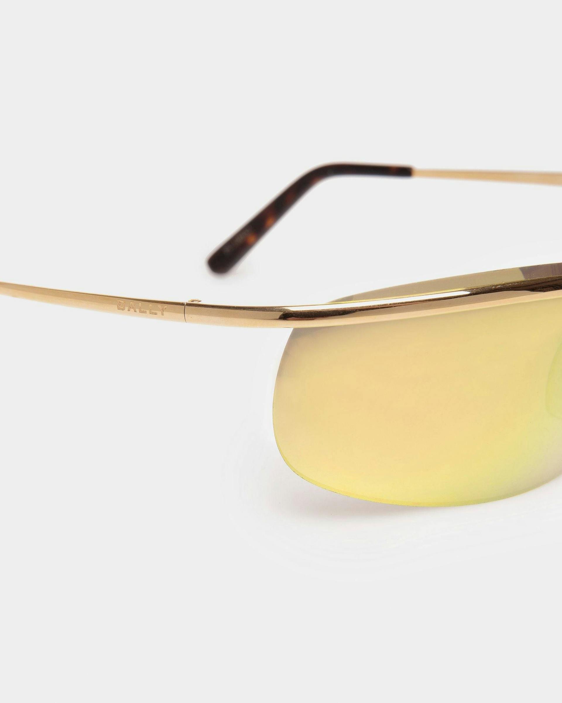 Shark Rimless Sunglasses In Shiny Gold Metal & Mirrored Gold - OTHER - Bally - 03