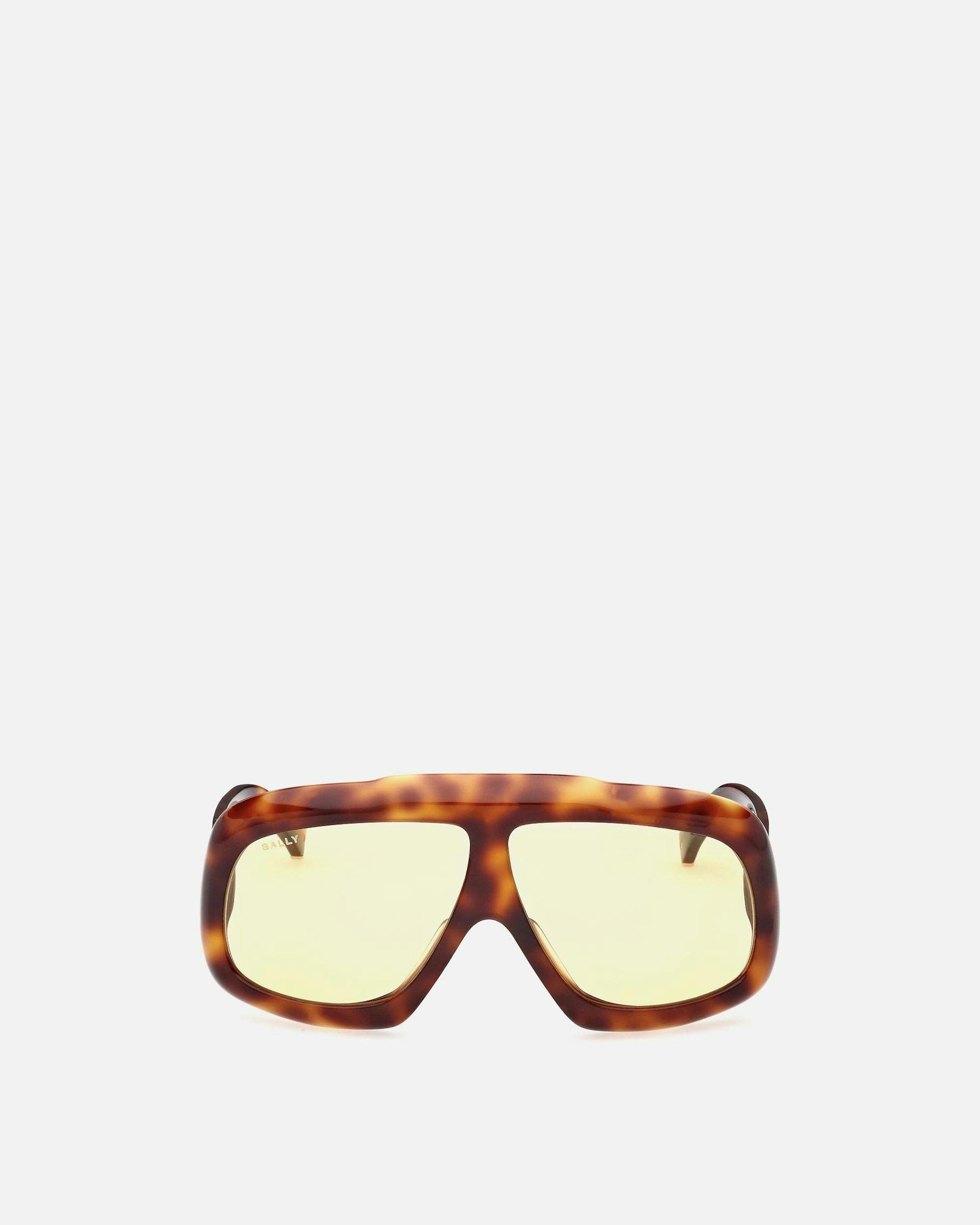 Eyger Acetate Sunglasses in Havana and Yellow | Bally | Still Life Front