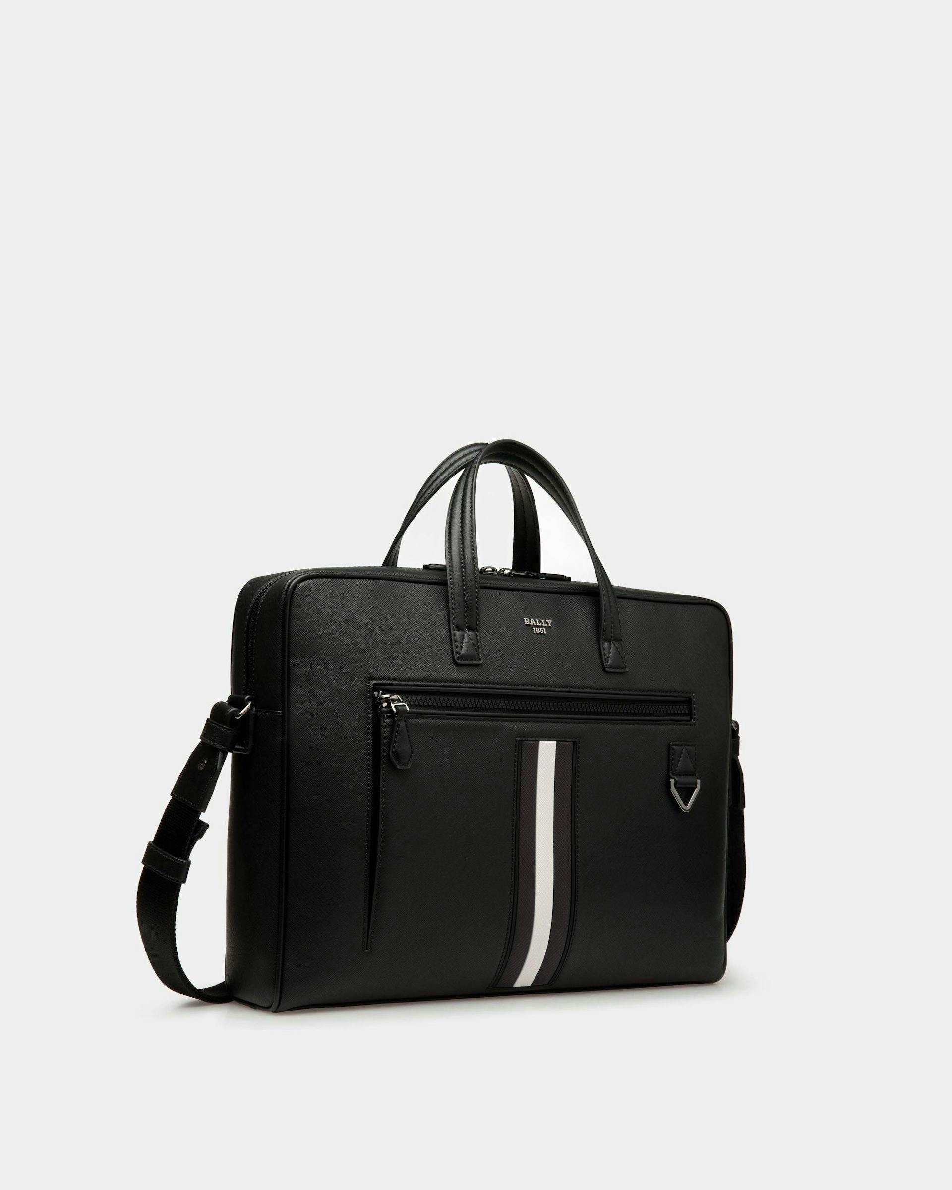 Men's Mythos Business Bag In Black Leather | Bally | Still Life 3/4 Front