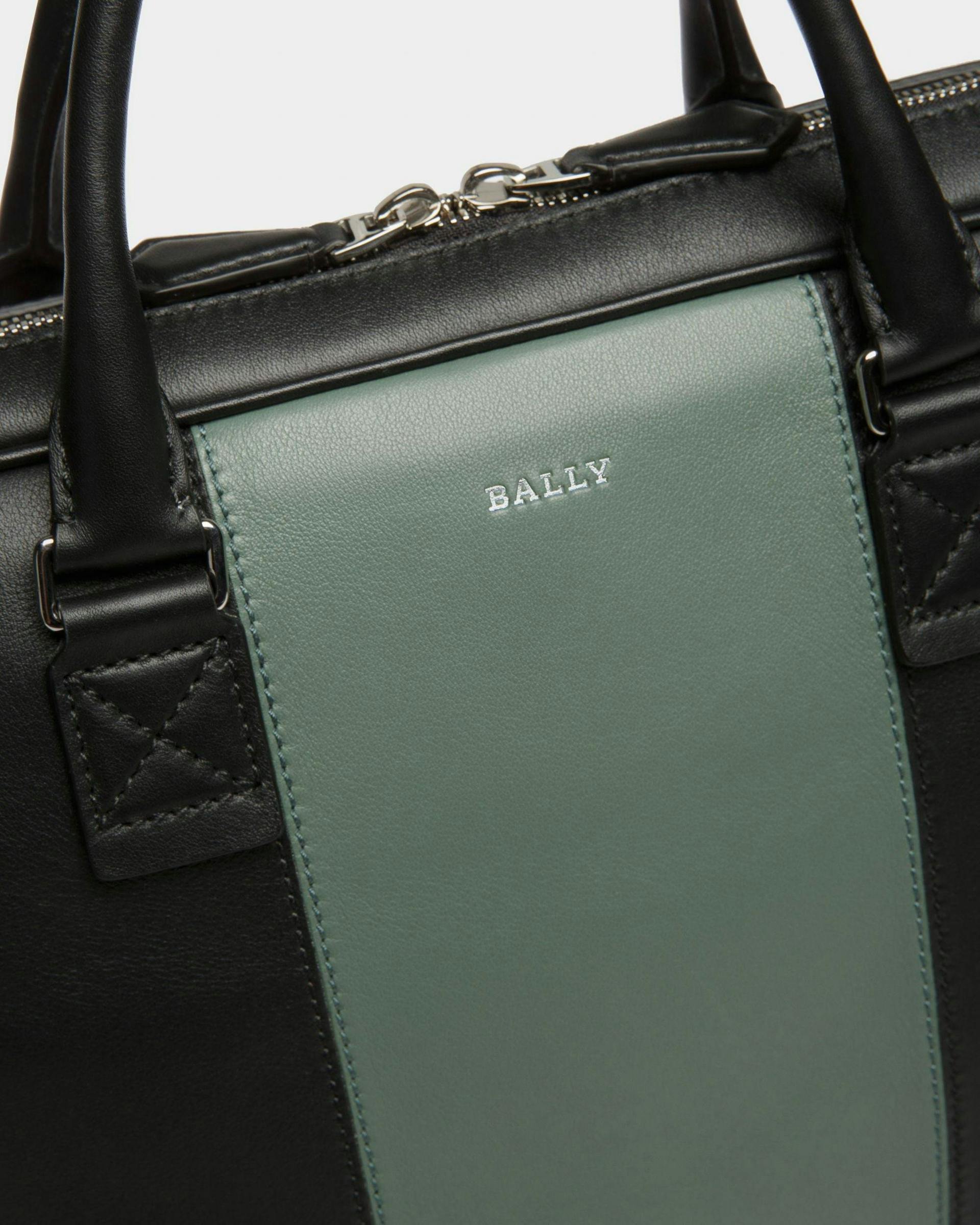 Hesines Leather Business Bag In Black & Green - Men's - Bally - 05