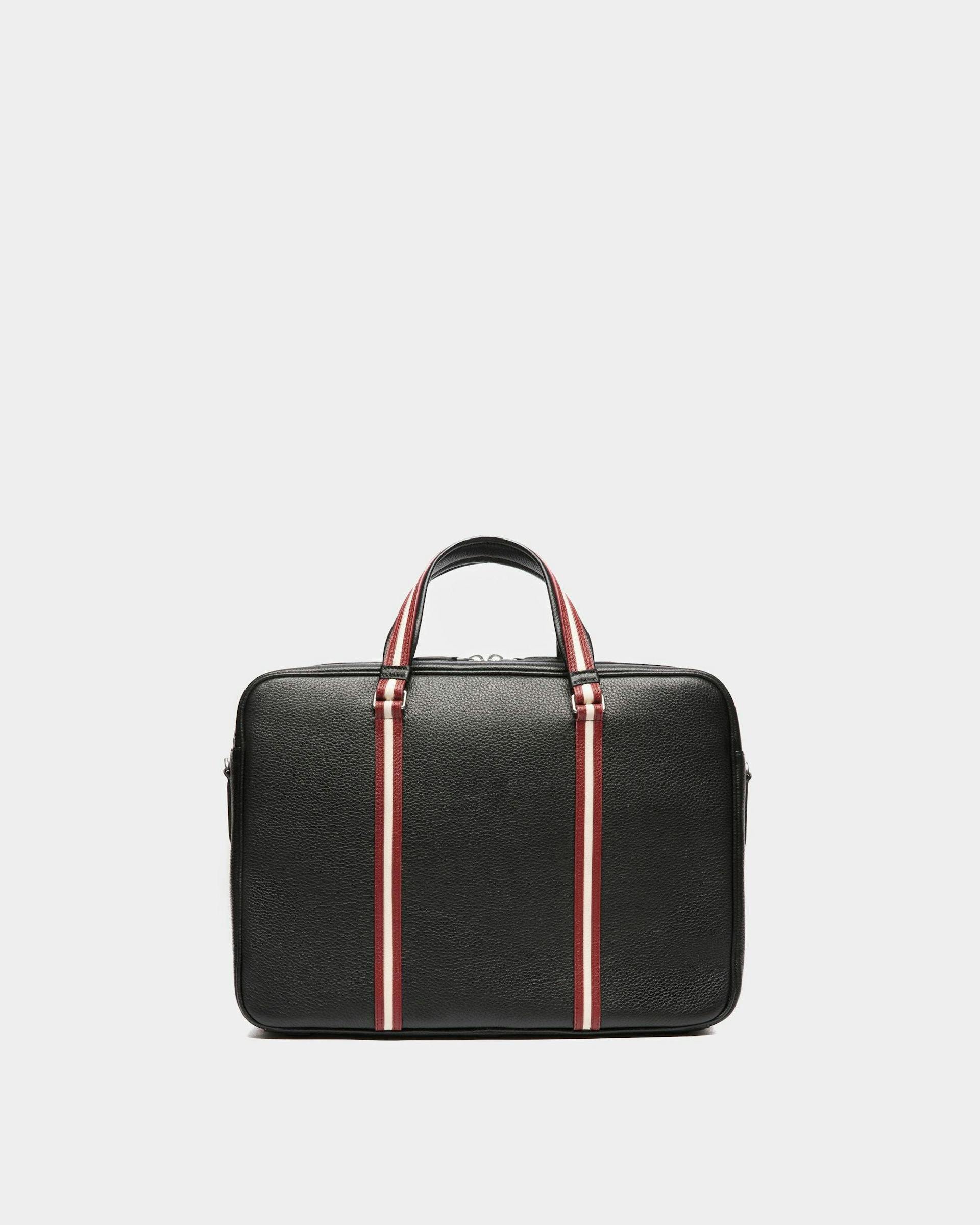 Men's Code Briefcase In Black Grained Leather | Bally | Still Life Back