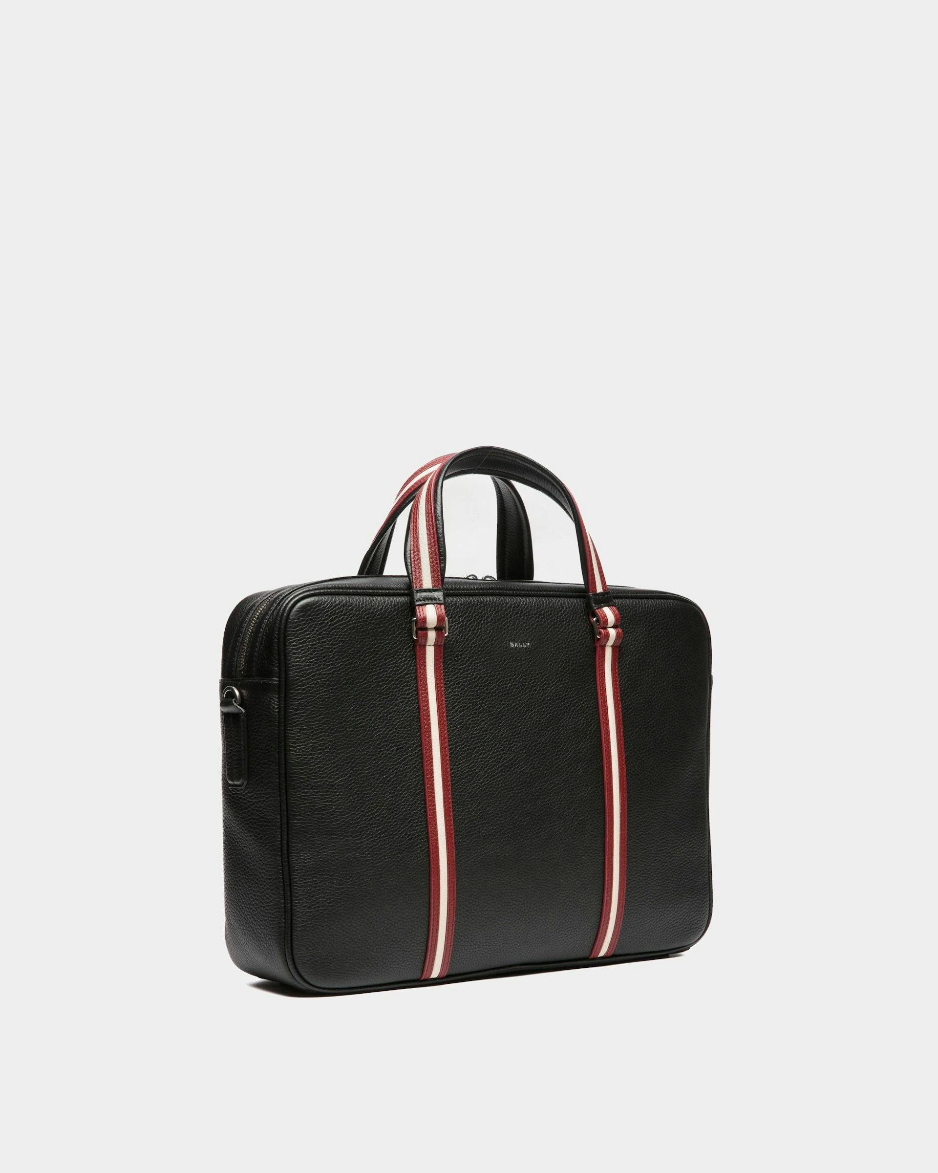 Men's Code Briefcase In Black Grained Leather | Bally | Still Life 3/4 Front
