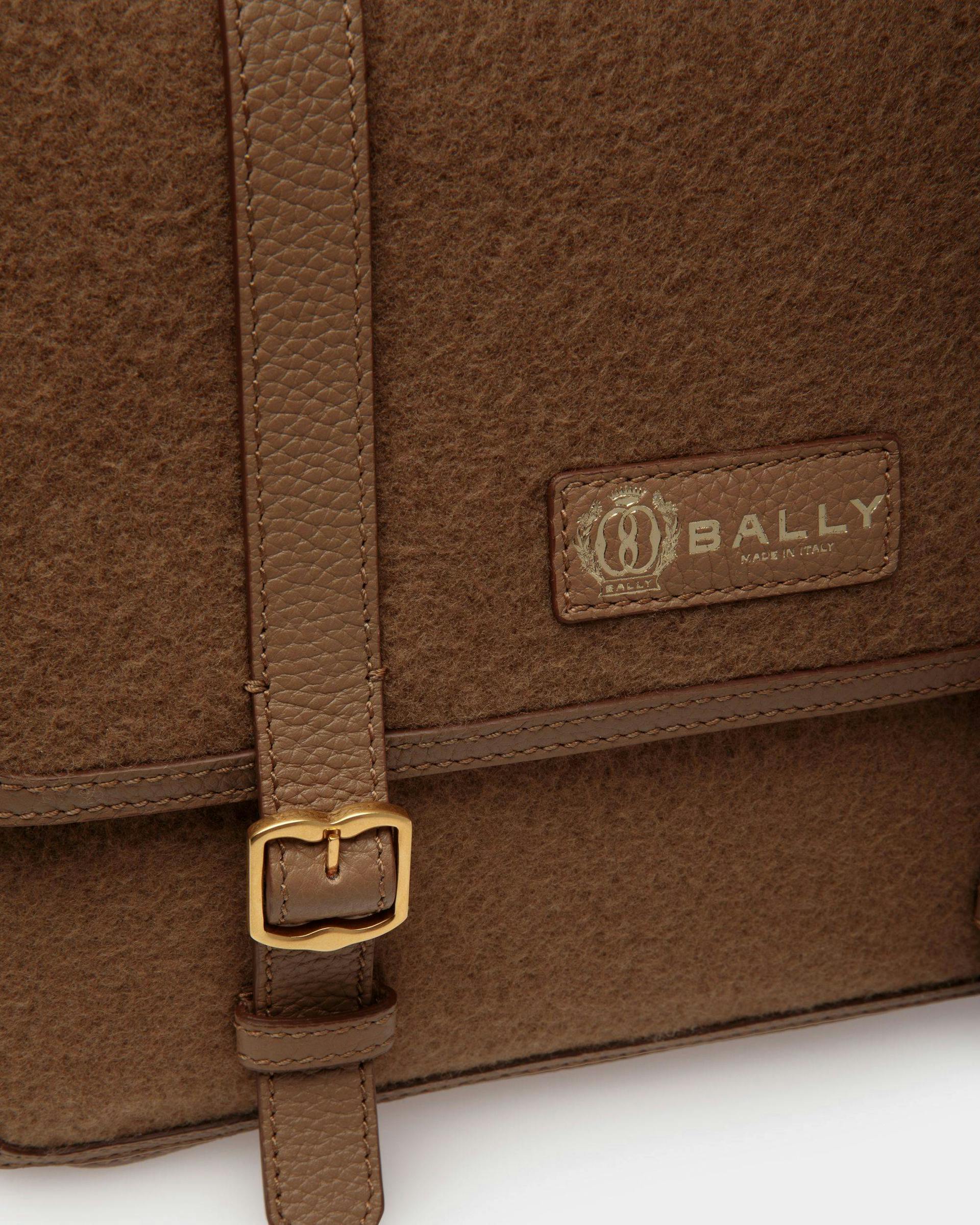 Gare Messenger Bag In Camel Fabric And Leather - Men's - Bally - 04