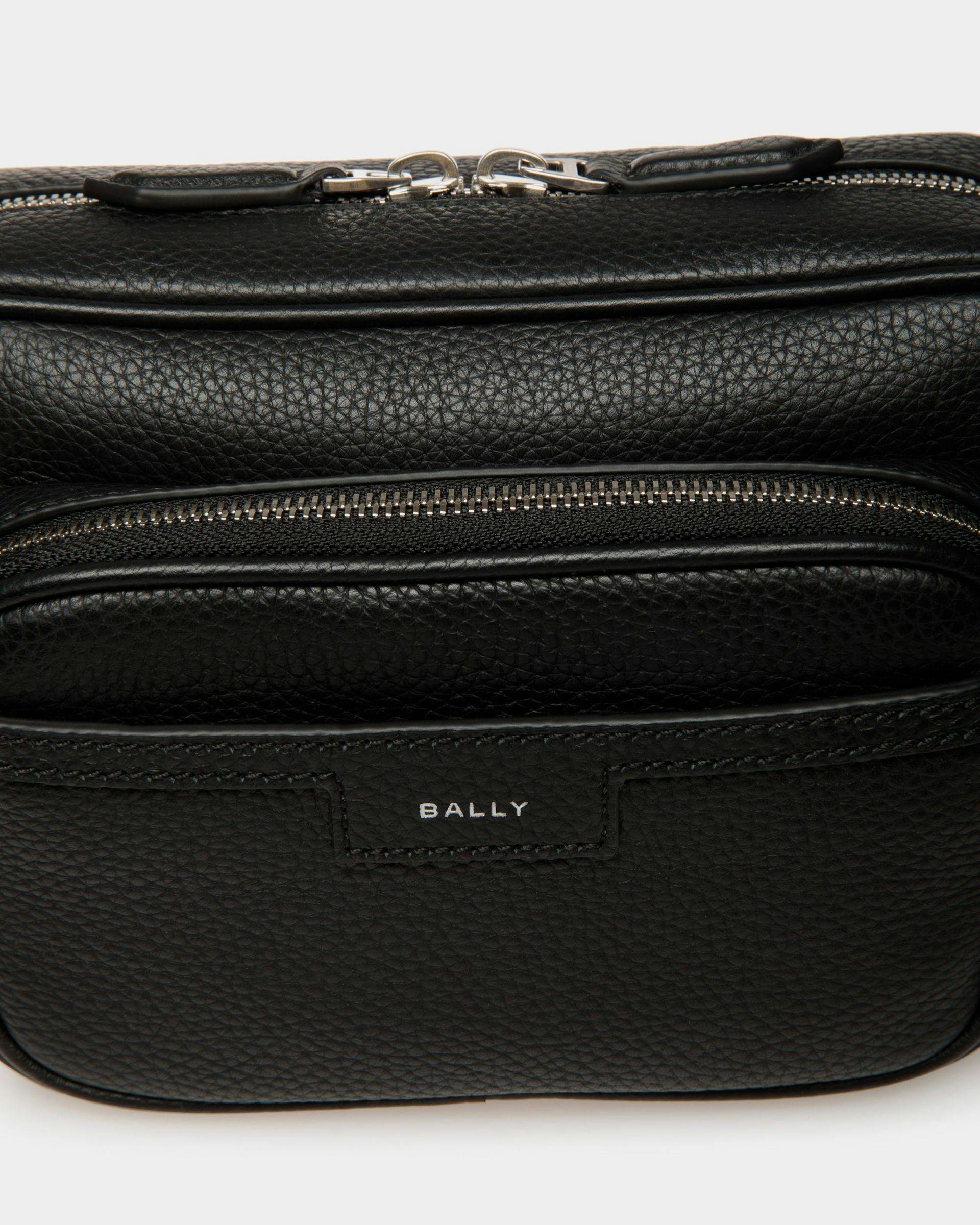 Men's Code Crossbody Bag in Black Grained Leather | Bally | Still Life Detail