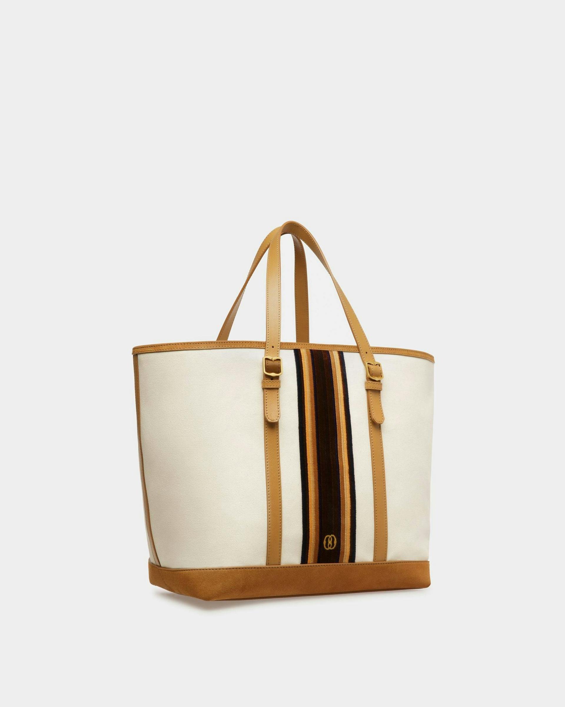 Gare Tote Bag In Natural And Desert Fabric - Men's - Bally - 04