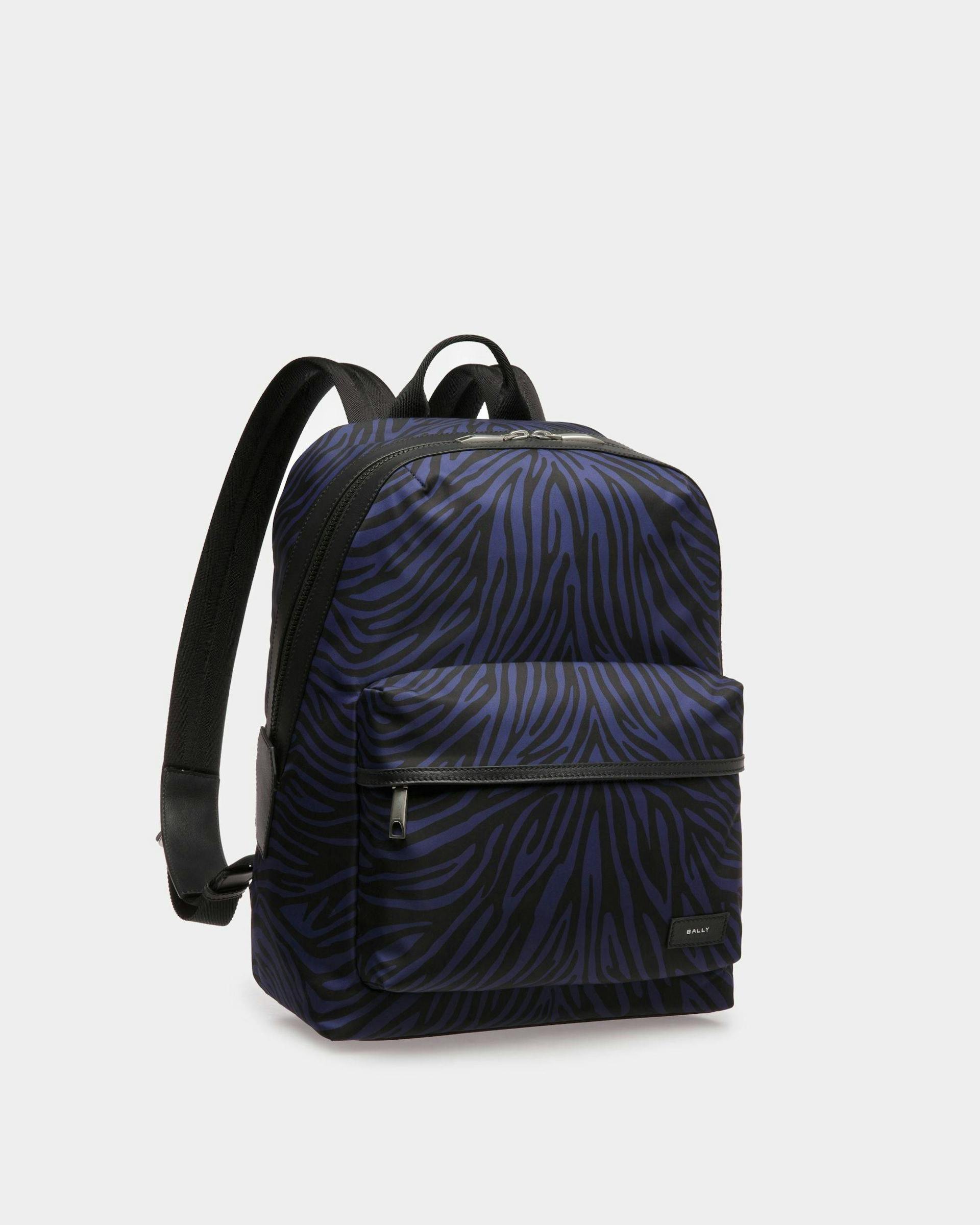 Zebra Crossing Backpack In Marine And Black Fabric And Nylon - Men's - Bally - 04