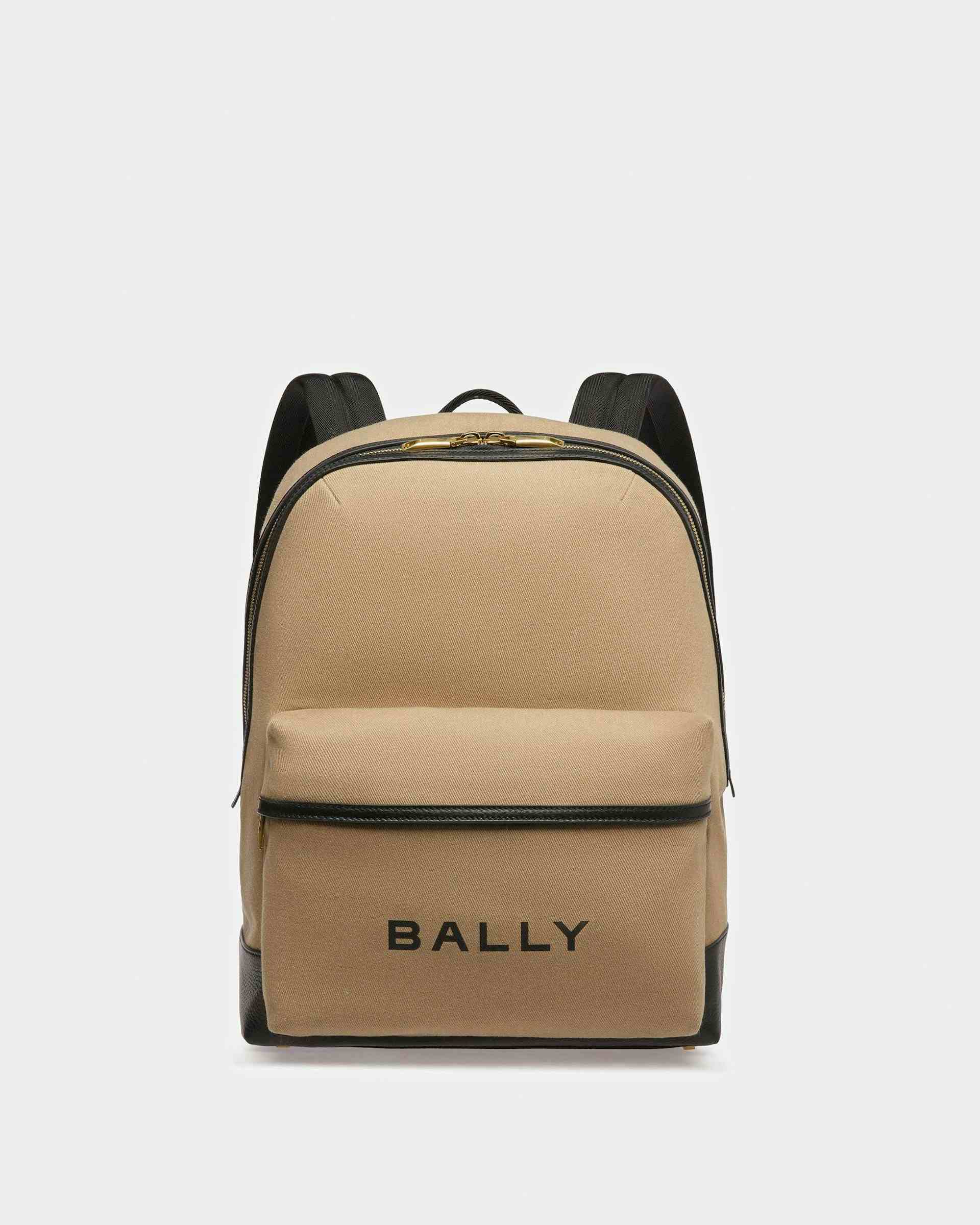 Bar Backpack In Sand And Black Fabric And Leather - Men's - Bally