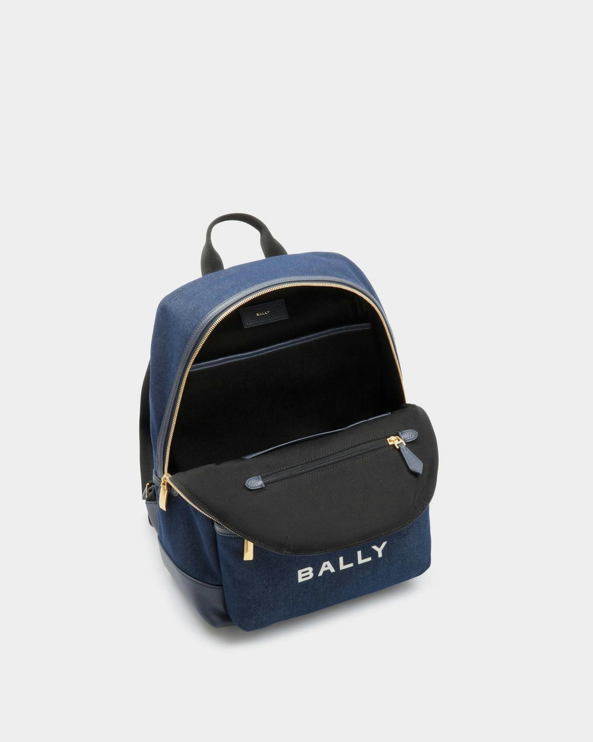Men's Bar Backpack in Canvas And Leather | Bally | Still Life Open / Inside