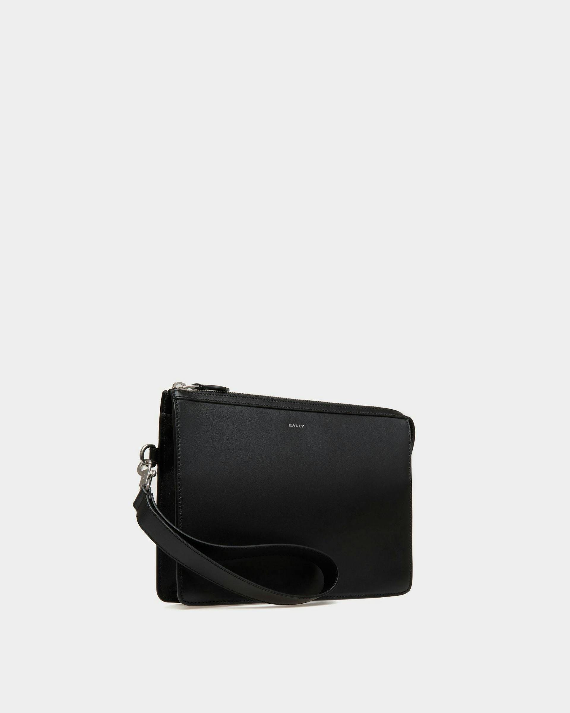 Men's Busy Bally Pouch in Black Leather | Bally | Still Life 3/4 Front