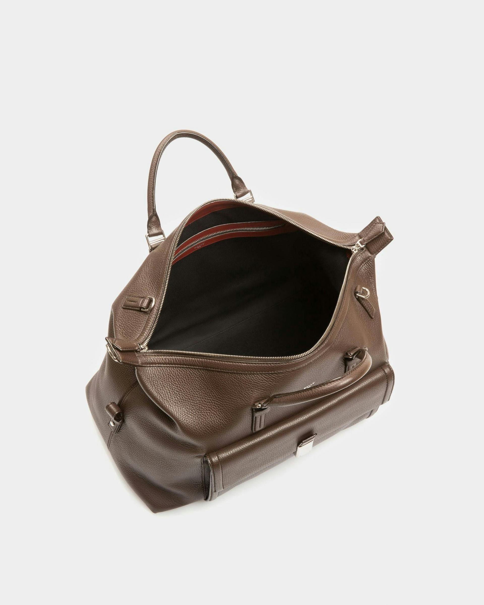 Sandri Leather Weekender Bag In Ebony Brown - Men's - Bally - 04