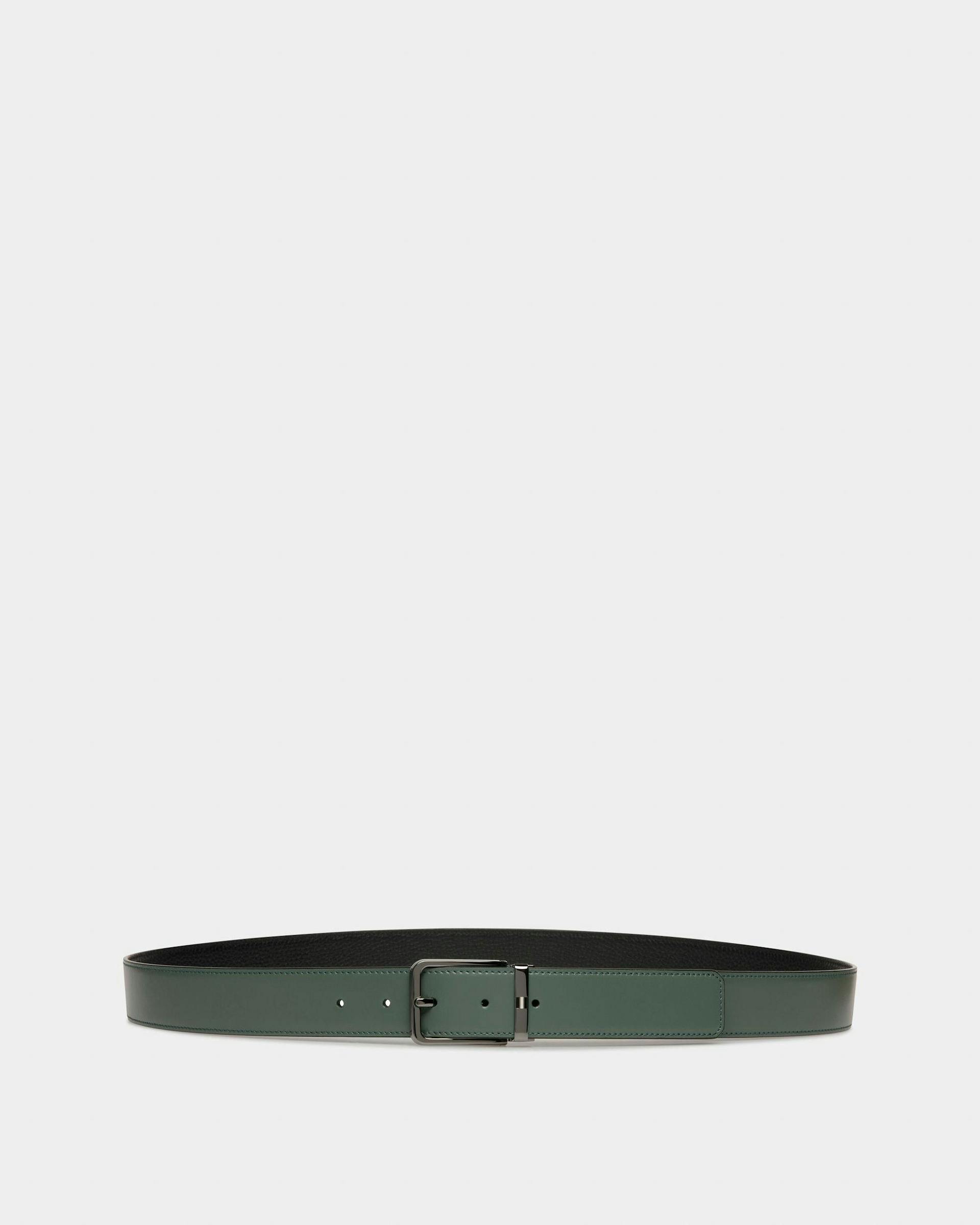 Arkin Leather 35mm Belt In Black & Green - Men's - Bally - 01