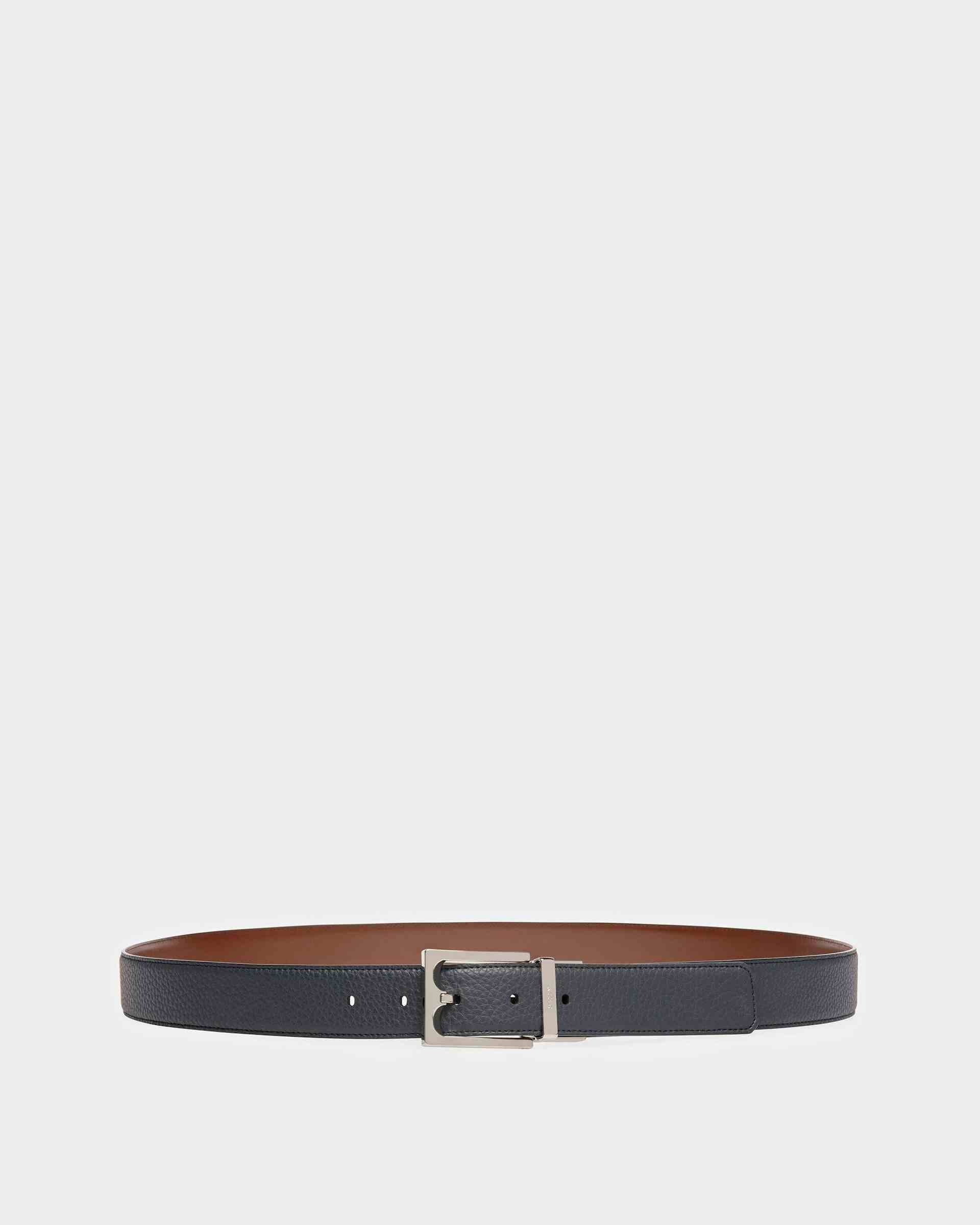 Belmond Leather Belt In Midnight Blue And Brown - Men's - Bally