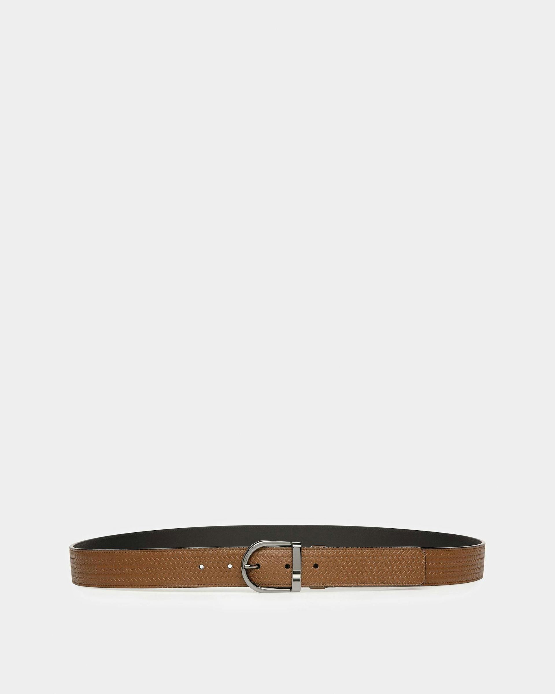 Darkon Leather Belt In Brown And Black - Men's - Bally - 01