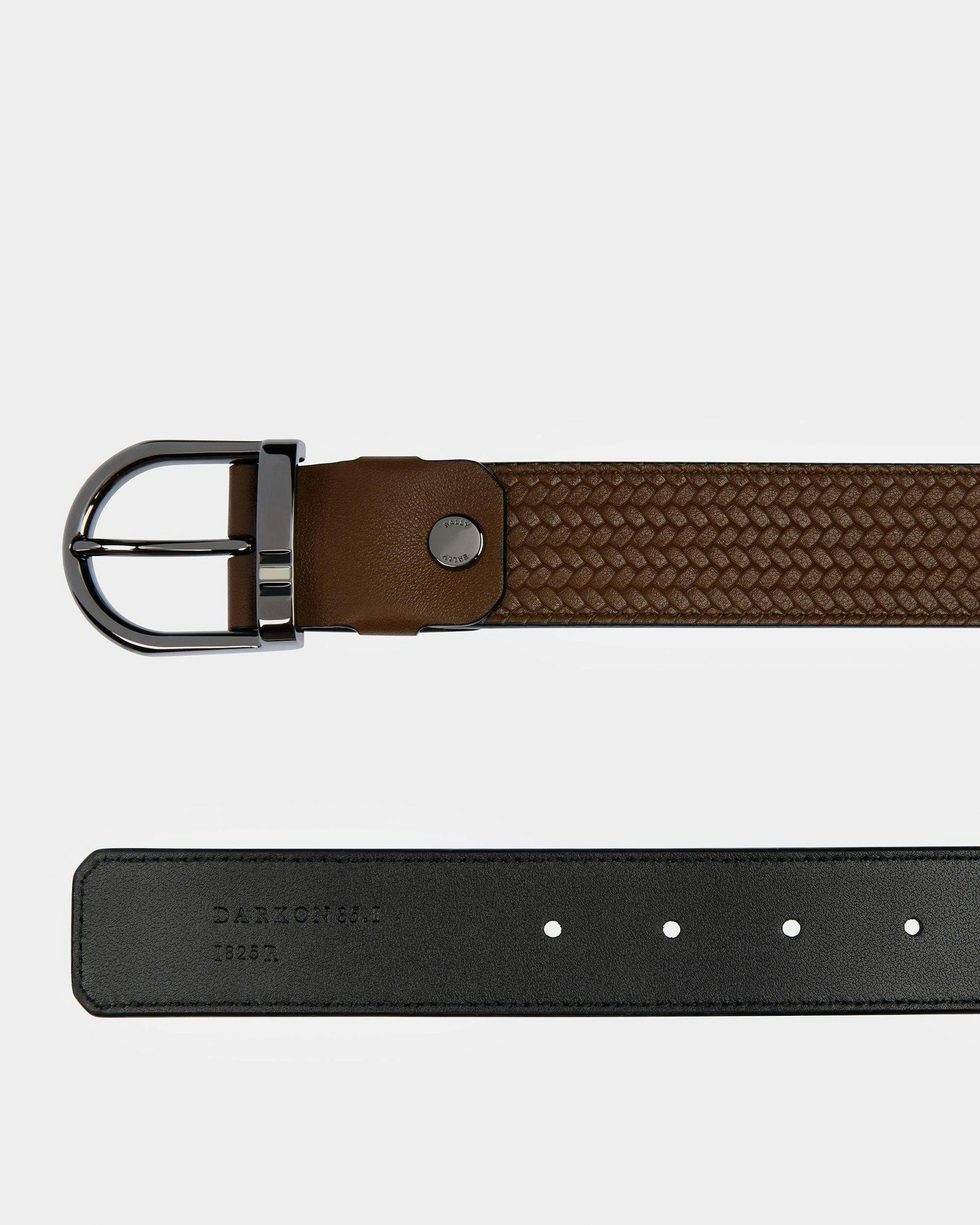 Darkon Leather Belt In Brown And Black - Men's - Bally - 02