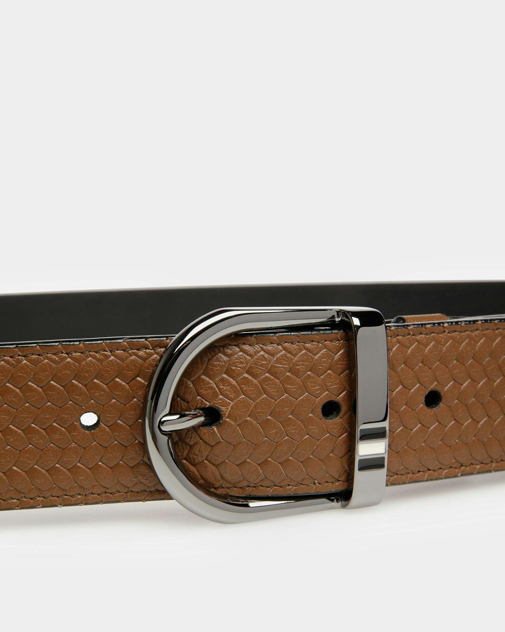 Darkon Leather Belt In Brown And Black - Men's - Bally - 03