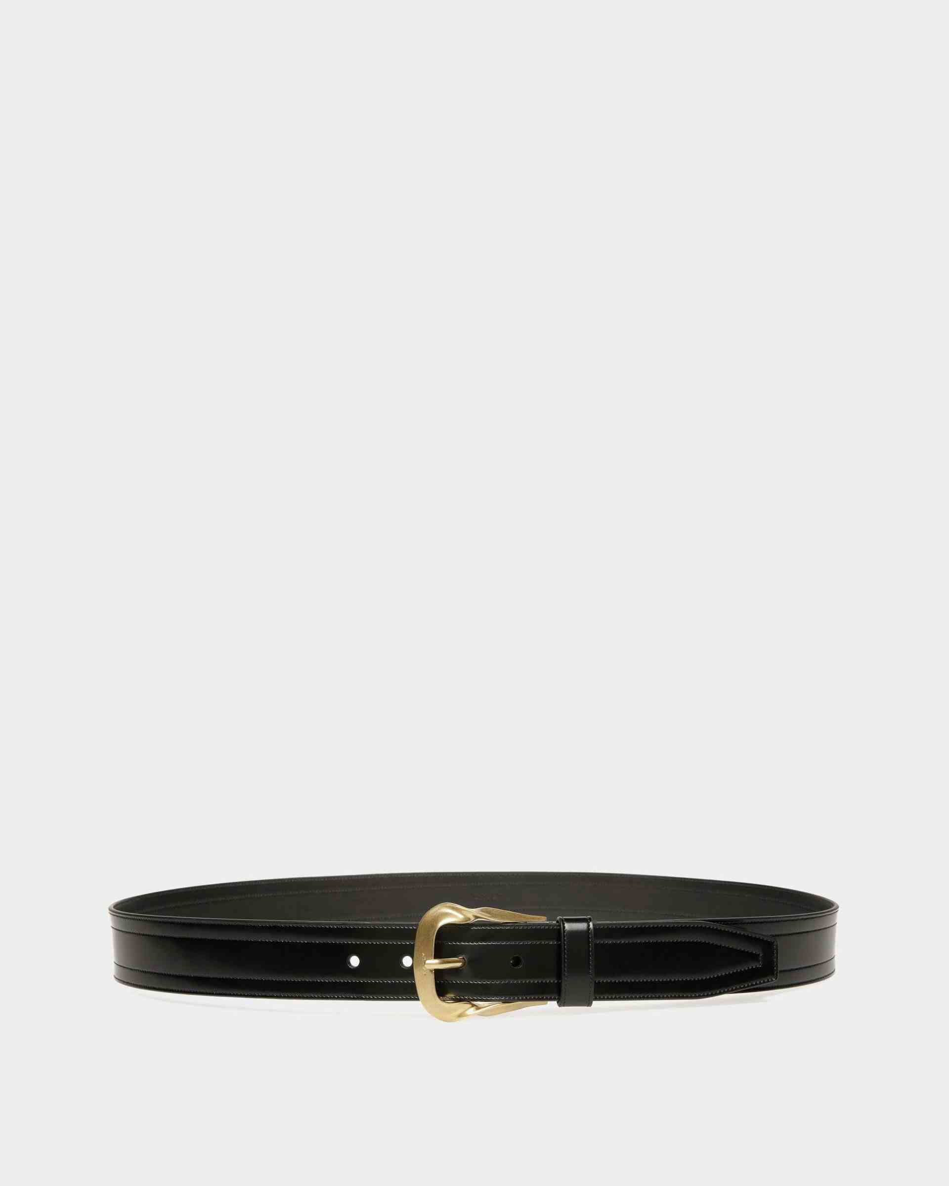 Emblem Buckle 35mm Belt In Black Leather - Men's - Bally