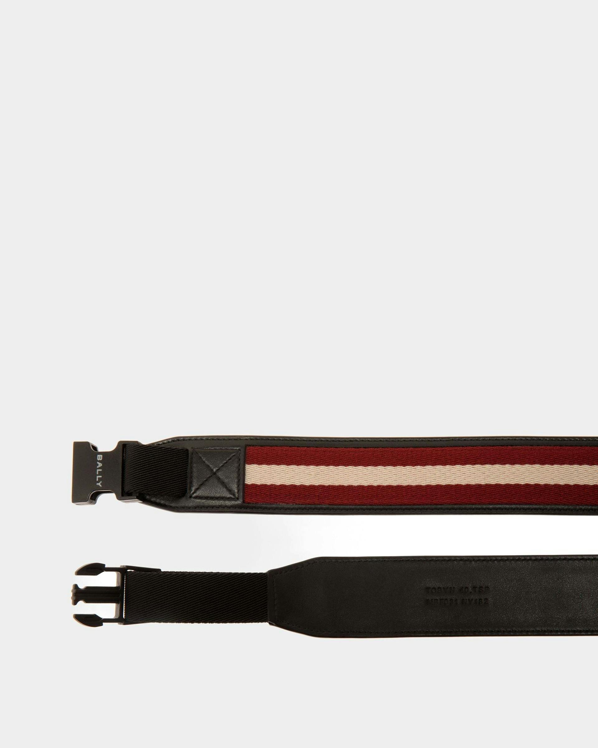 Men's Tobyn 40Mm Belt In Red, White And Black Fabric And Leather | Bally | Still Life Detail