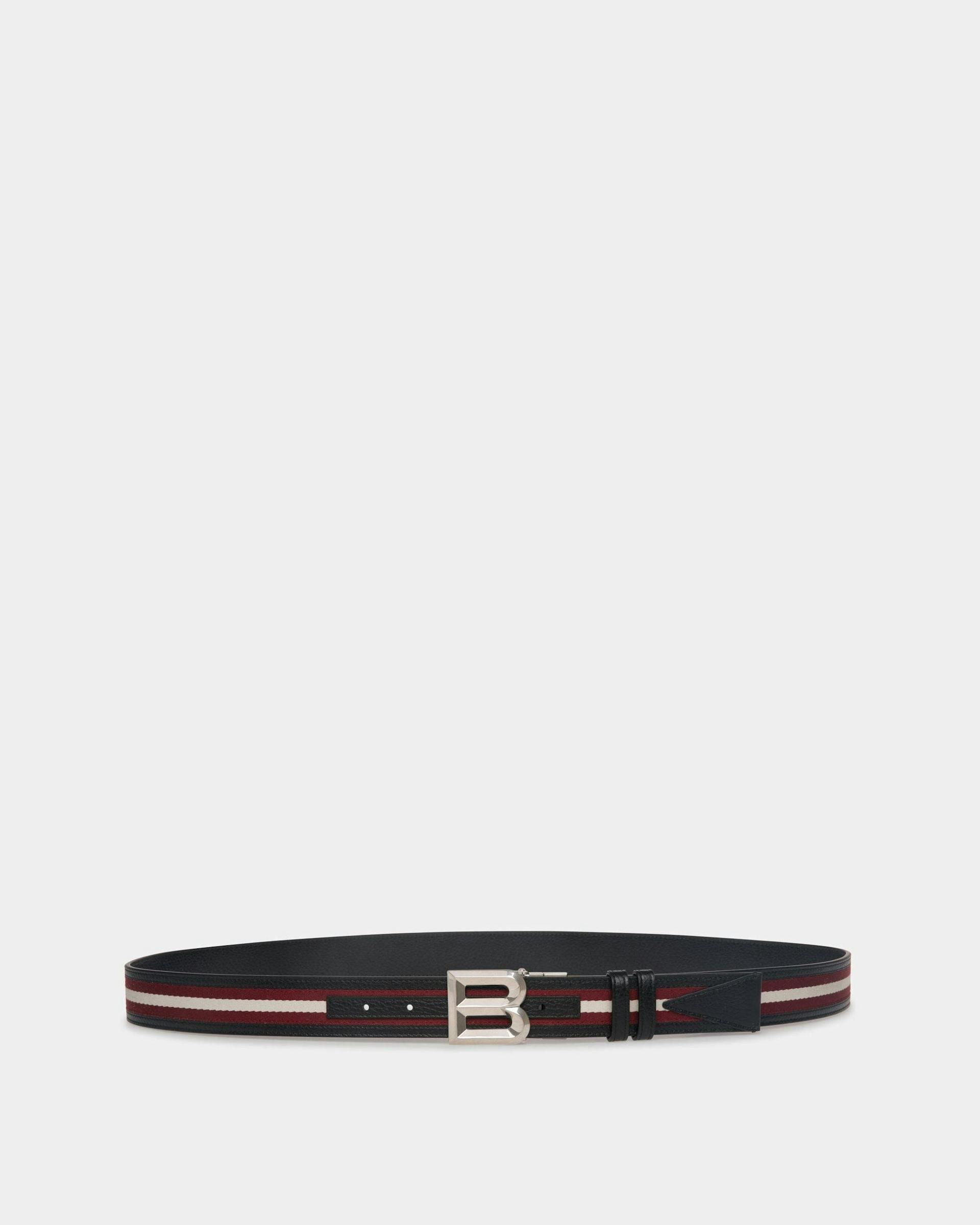 Men's B Bold 35mm Reversible Belt in Red White Red Fabric And Leather | Bally | Still Life Front