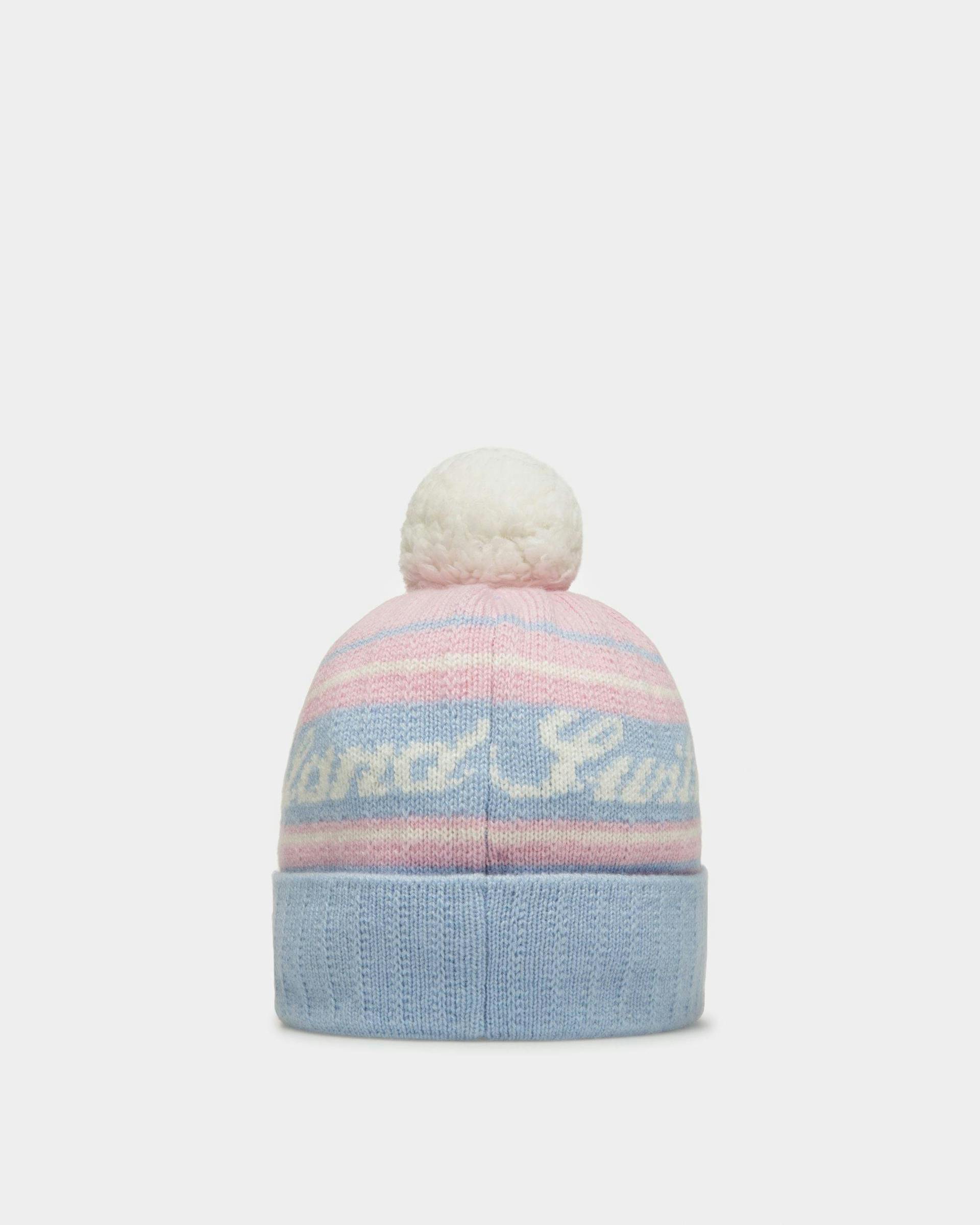 Wool Jacquard Hat In Light Blue & Pink - Men's - Bally - 07