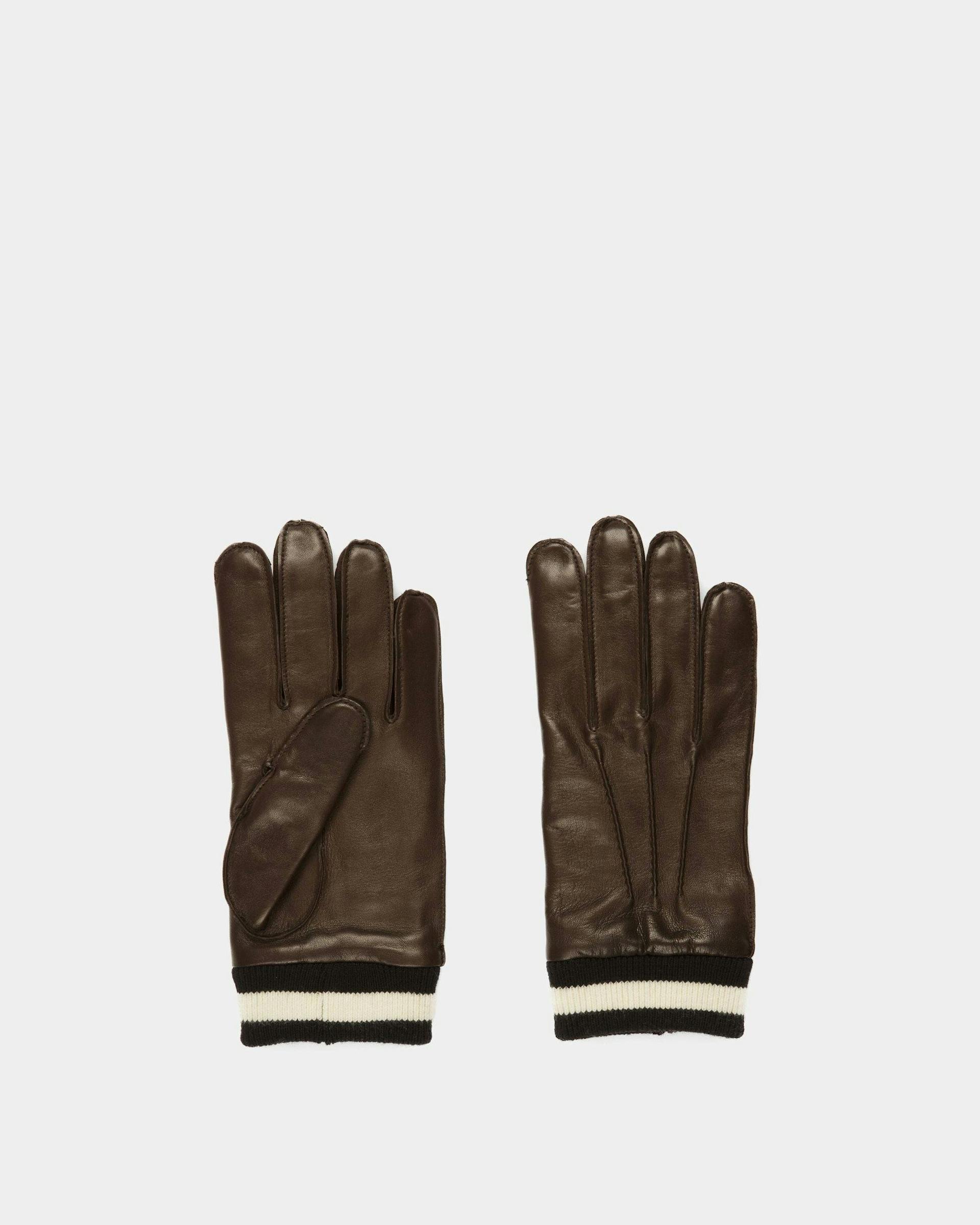Stripe Gloves In Brown Leather - Men's - Bally - 01