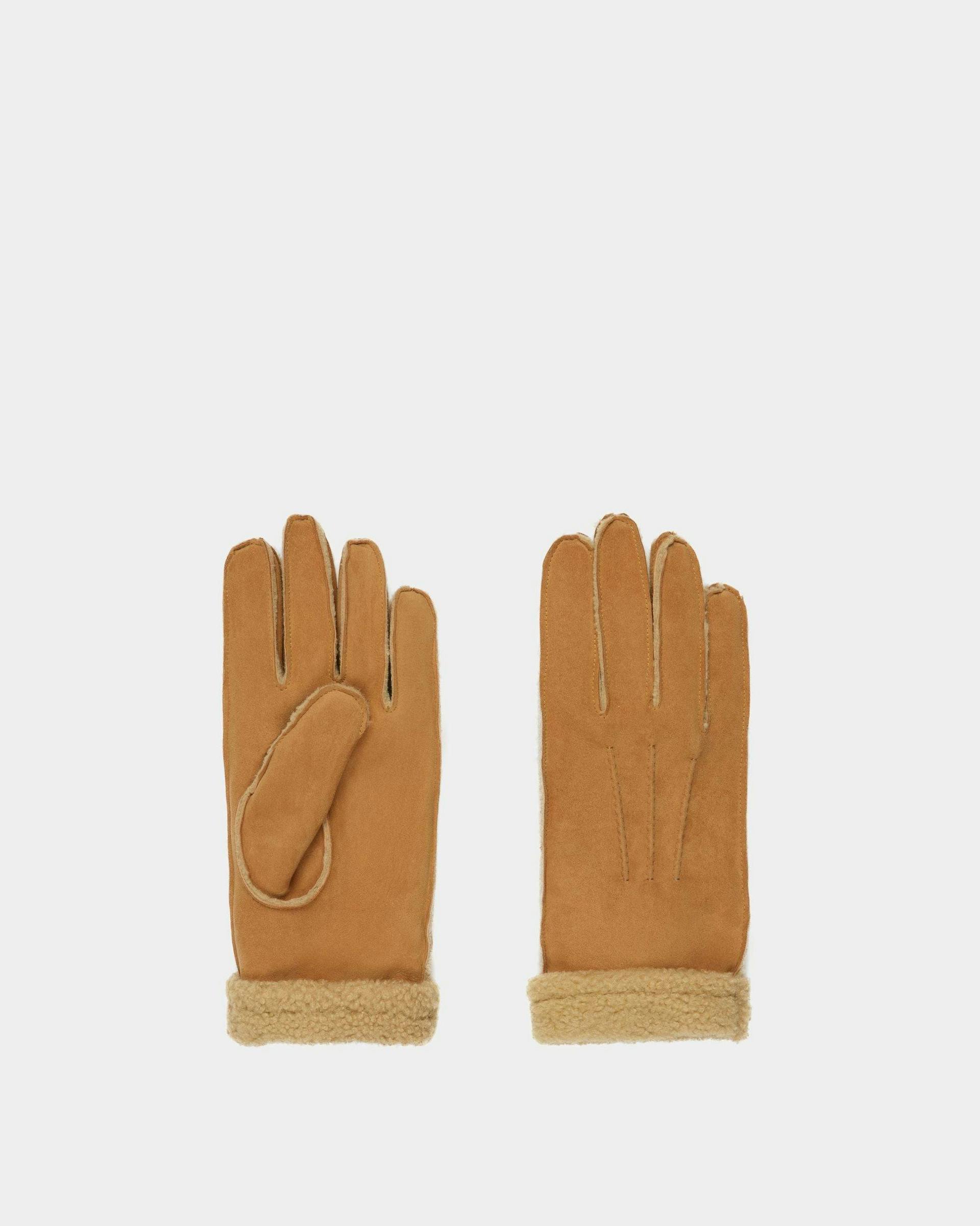 Shearling Gloves In Desert Leather - Men's - Bally - 01