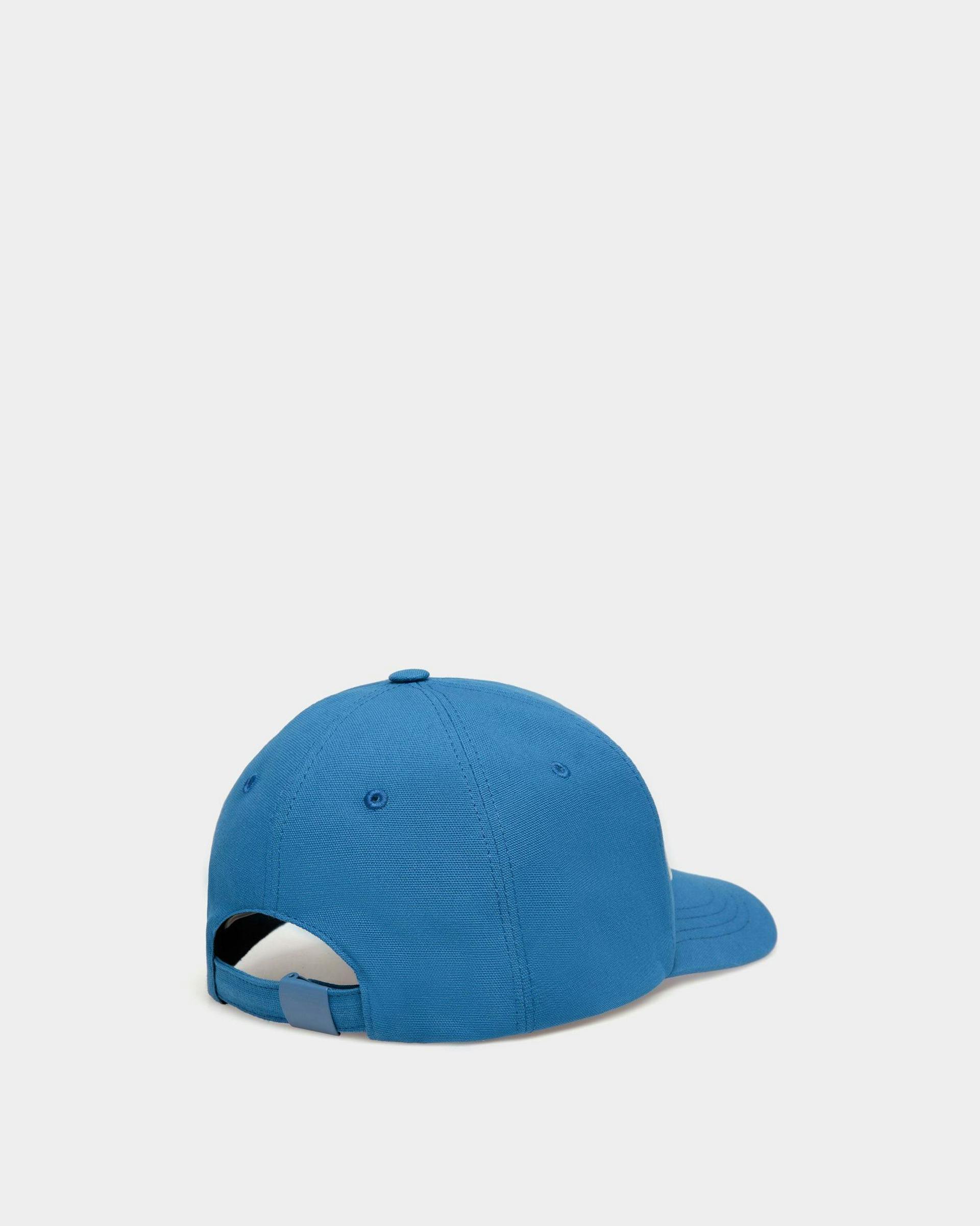 Men's Baseball Hat In Blue Cotton | Bally | Still Life 3/4 Back