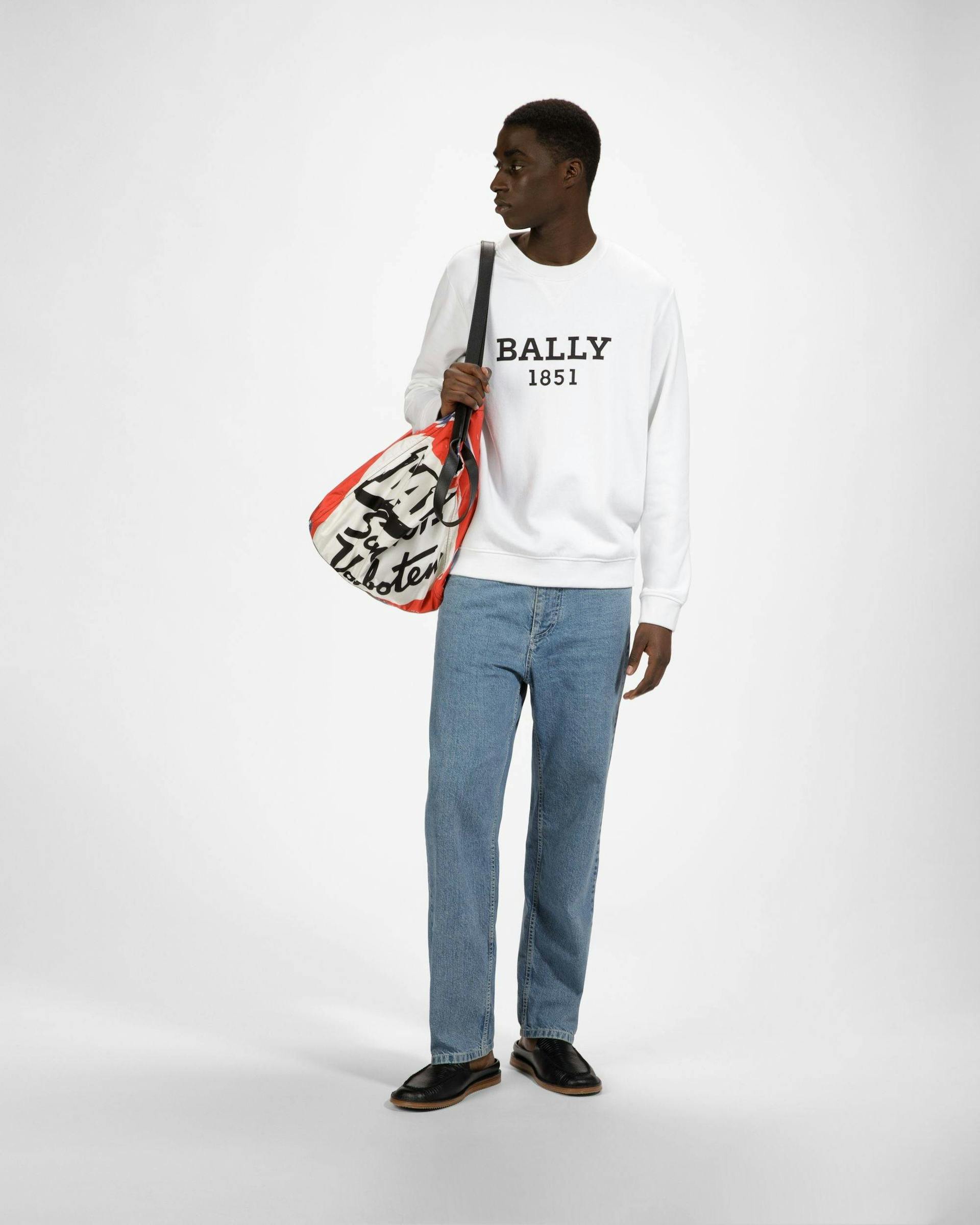 Organic Cotton Sweatshirt In White - Men's - Bally - 05